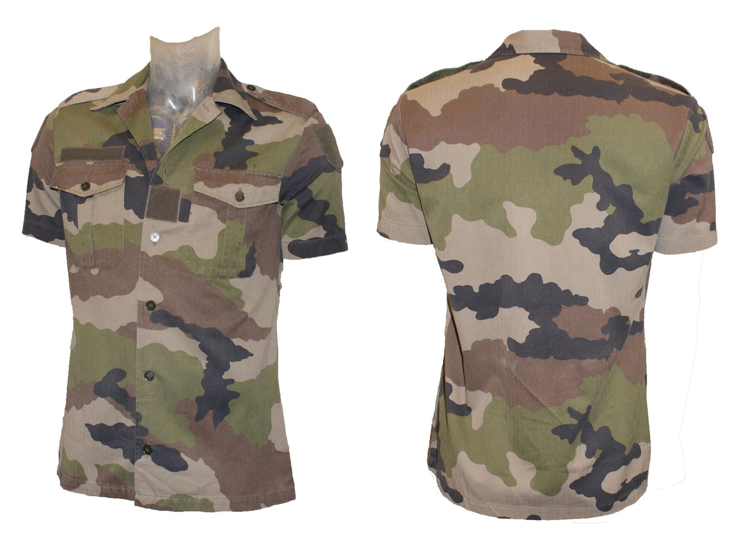 Army Shirt Original French Military Vintage Surplus Camo Top Woodland Camo