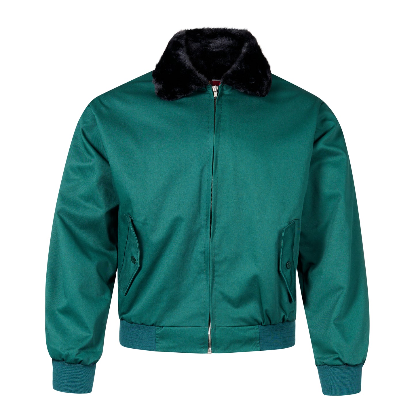 Harrington Jacket Classic English Fashion Bomber Fur Collar Green