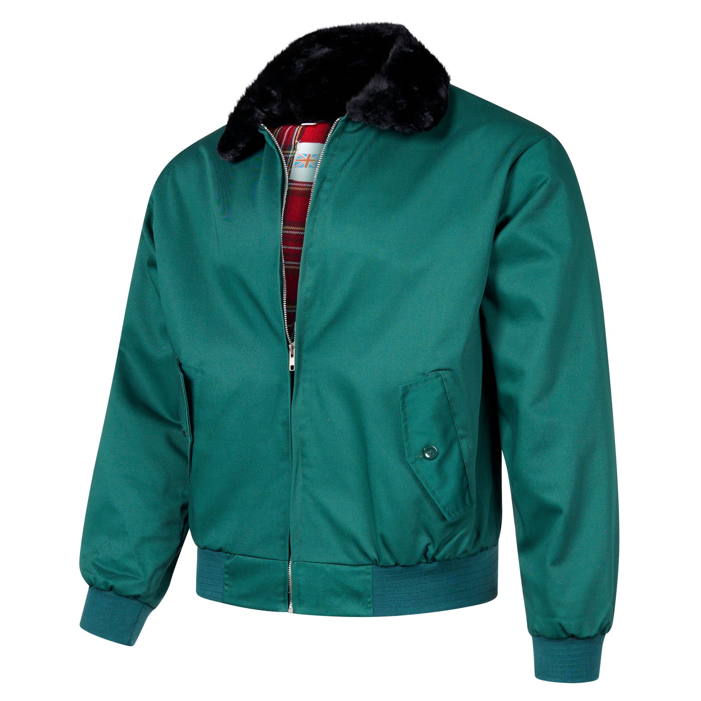 Harrington Jacket Classic English Fashion Bomber Fur Collar Green