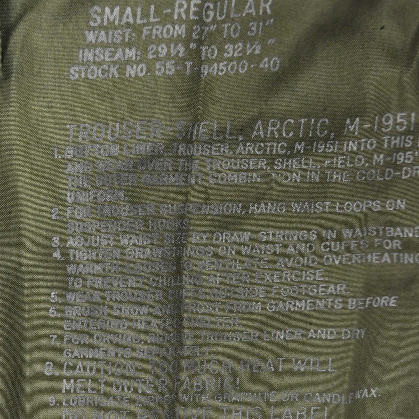 Original US Snow Trouser Vintage Surplus Pants Olive