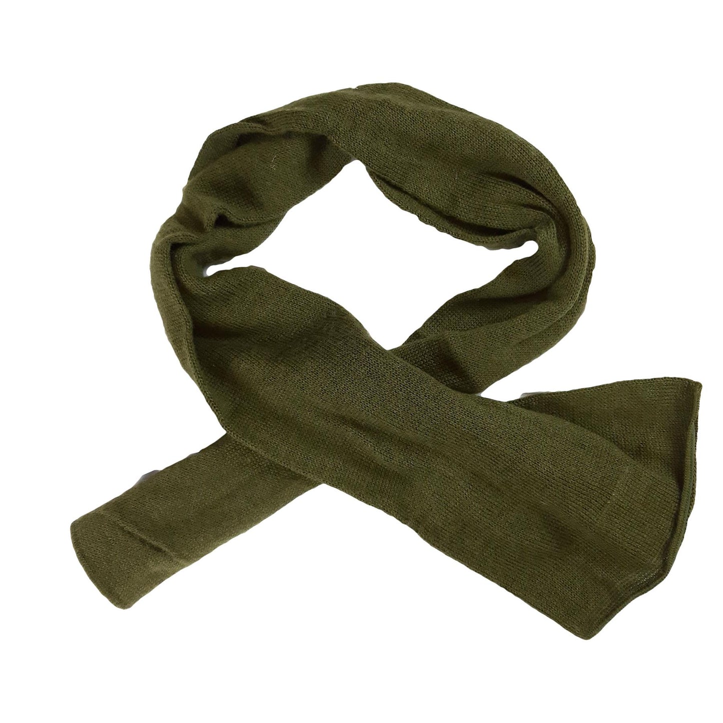 Army Wool Scarf Original US Military Vintage Neck Warmer Olive