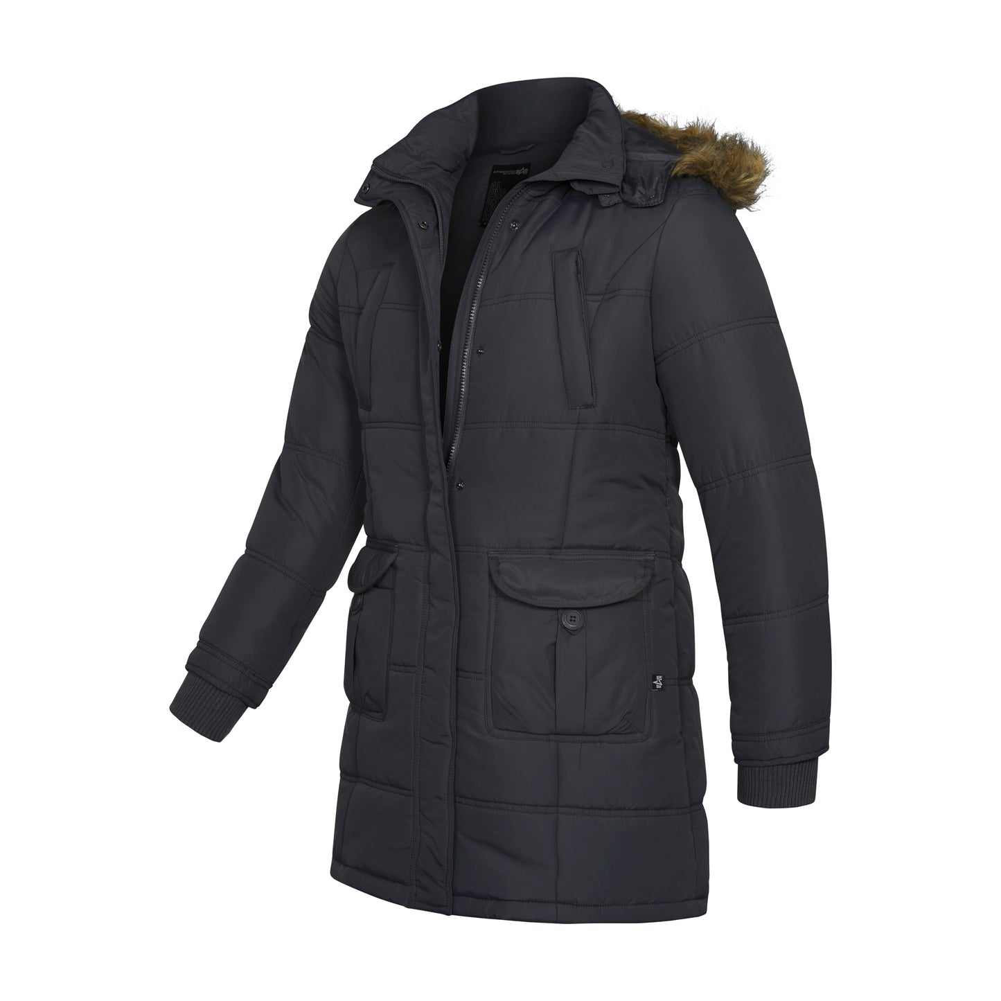 Women's Parka Lady Padded Jacket Long Coat Black