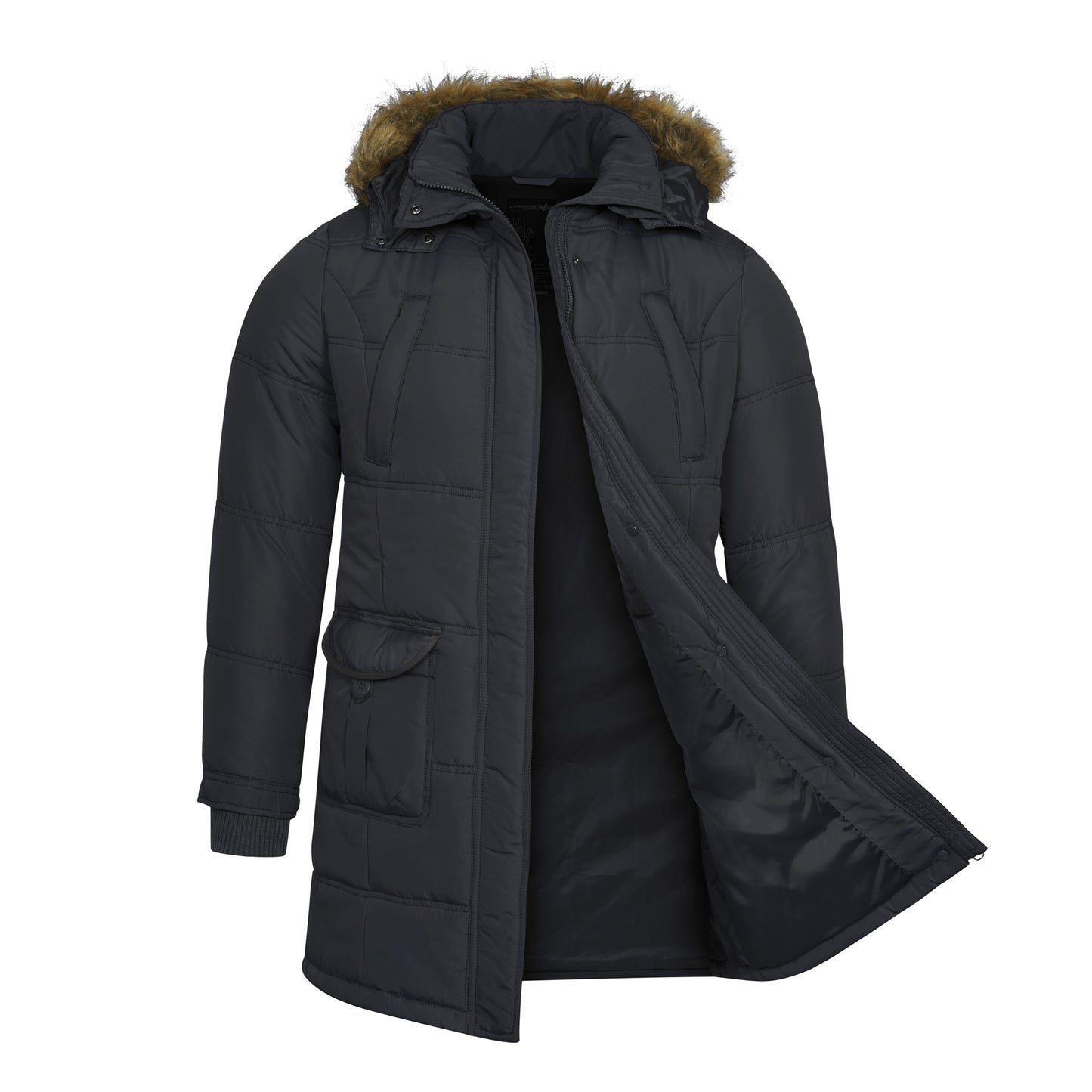 Women's Parka Lady Padded Jacket Long Coat Black