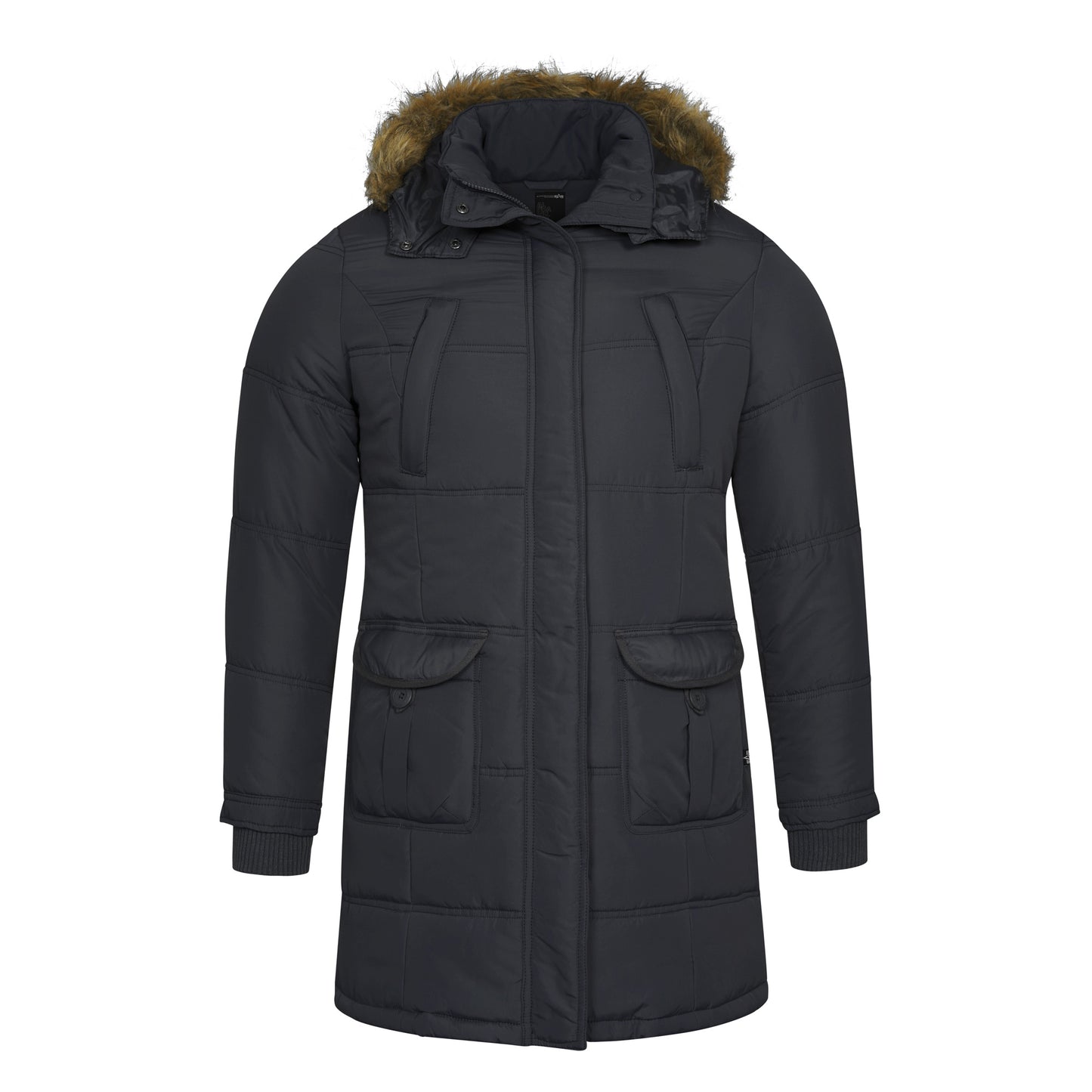 Women's Parka Lady Padded Jacket Long Coat Black