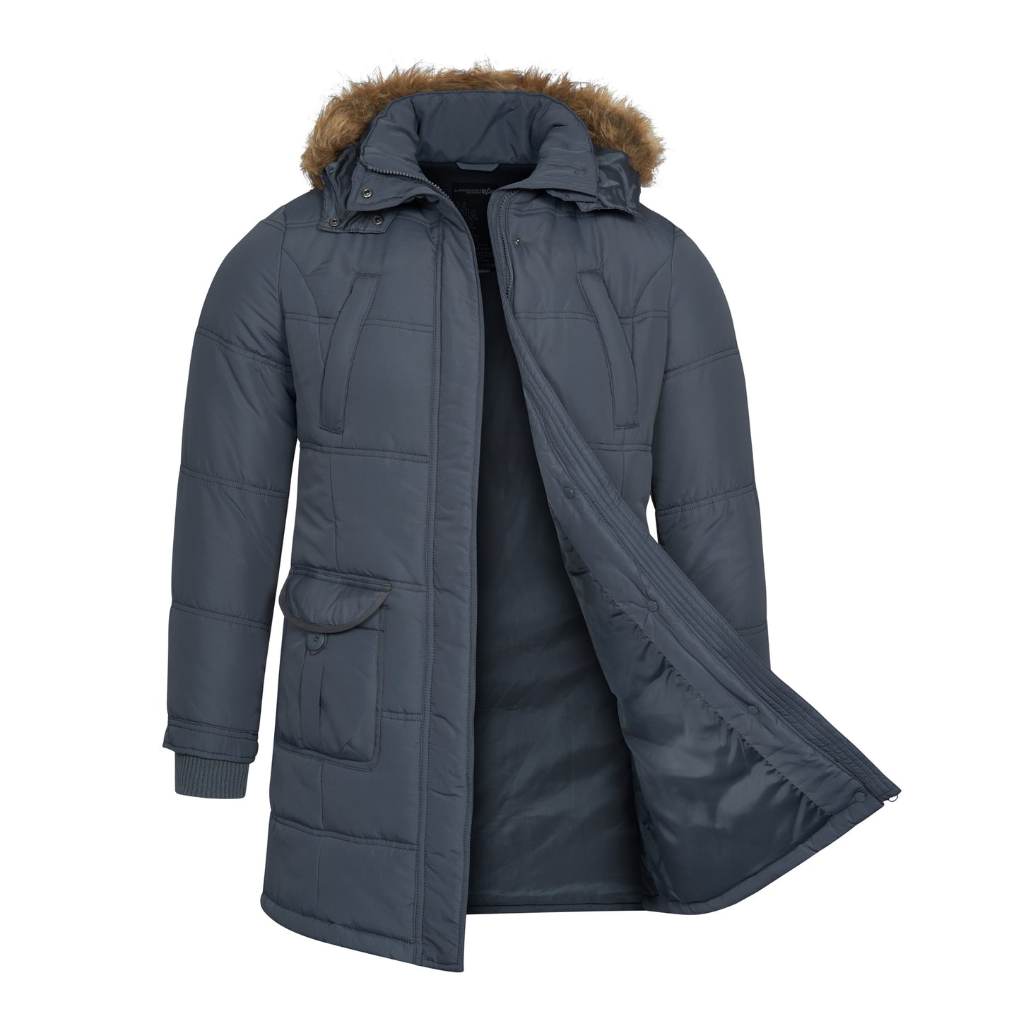 Women's Parka Lady Padded Jacket Long Coat Gunmetal