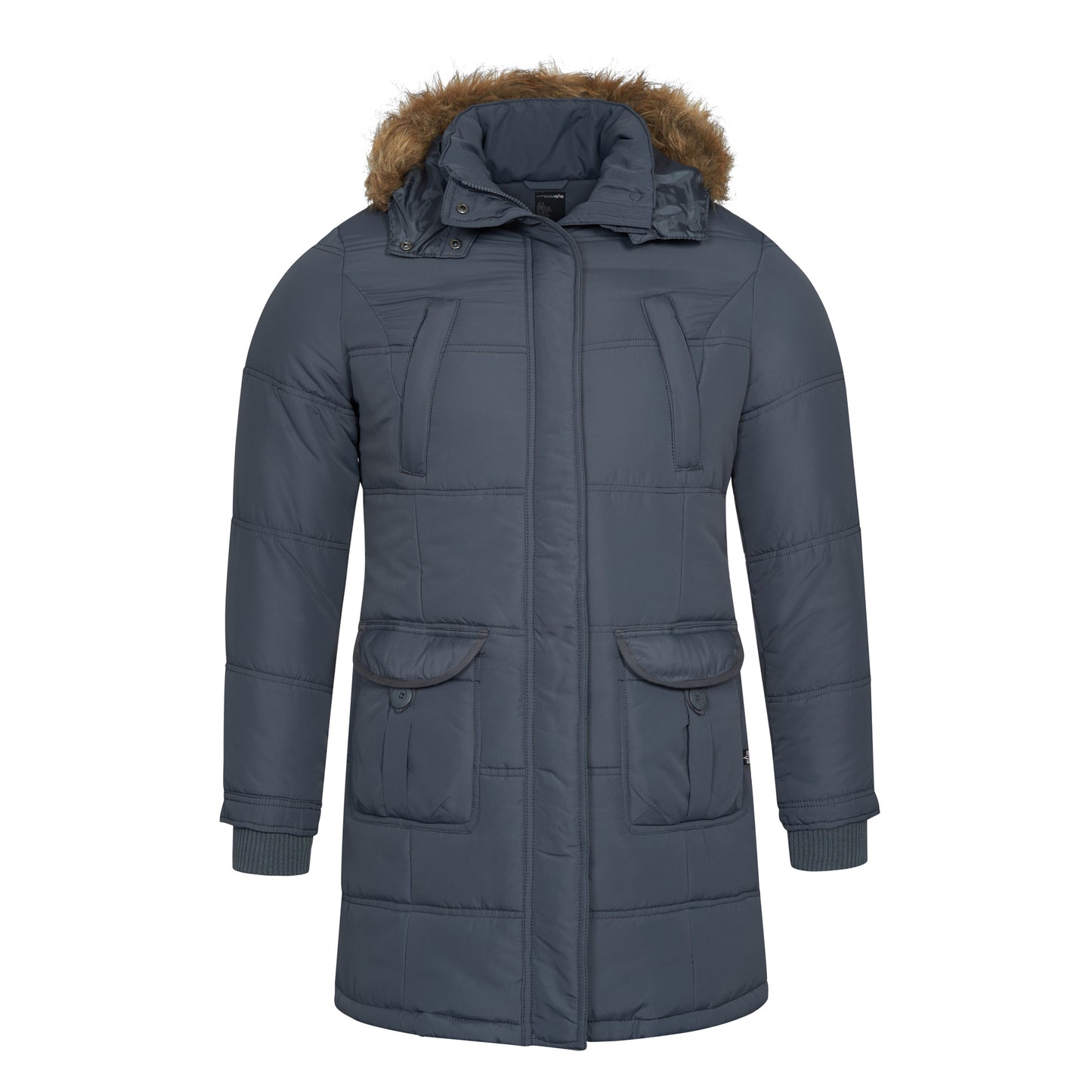 Women's Parka Lady Padded Jacket Long Coat Gunmetal