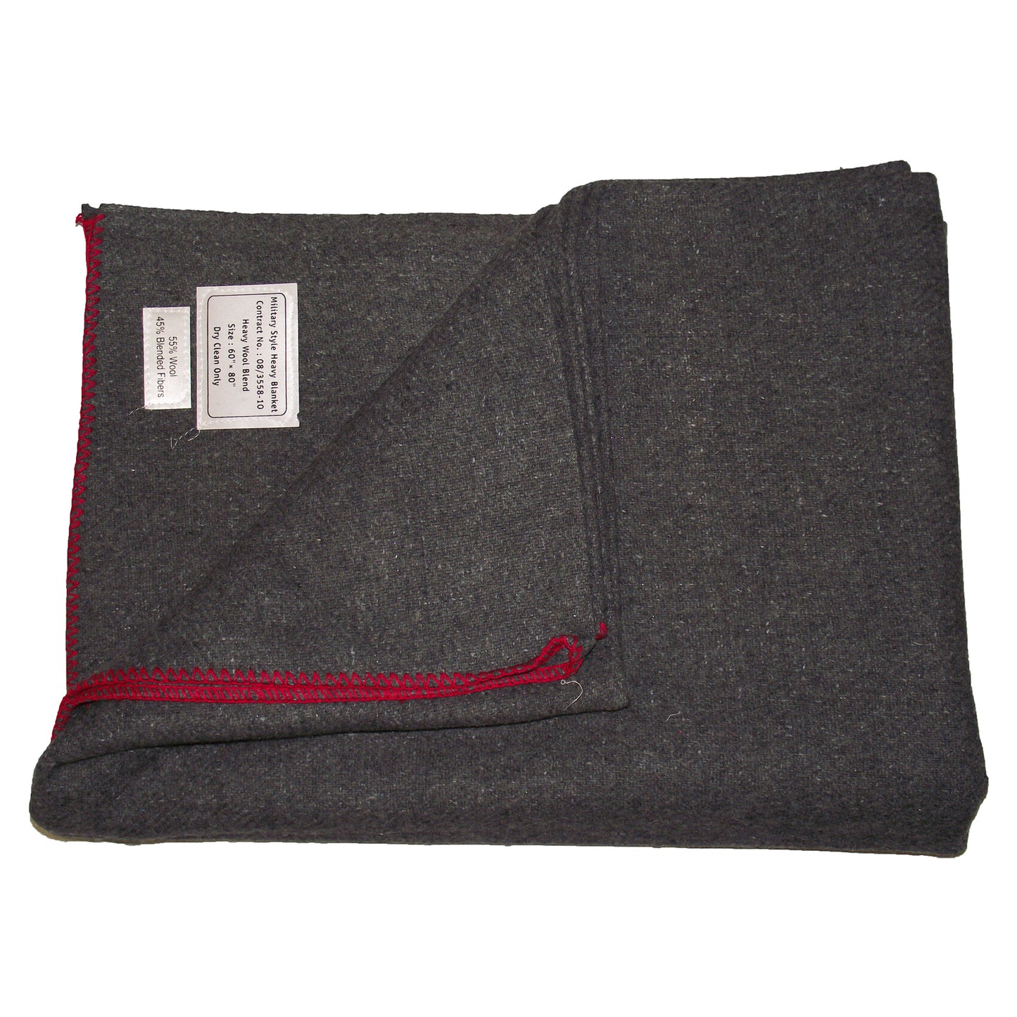 Wool Blanket Army Military Outdoor Gear Grey with Red Trim