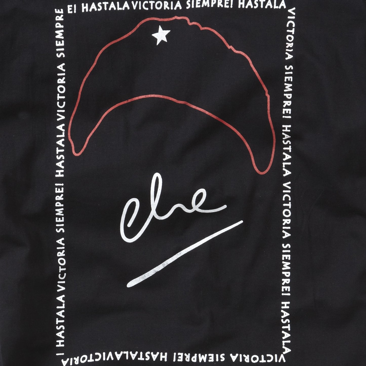 Combat T-Shirt Deluxe Che Guevara Printed Cotton Short Sleeve Top Black
