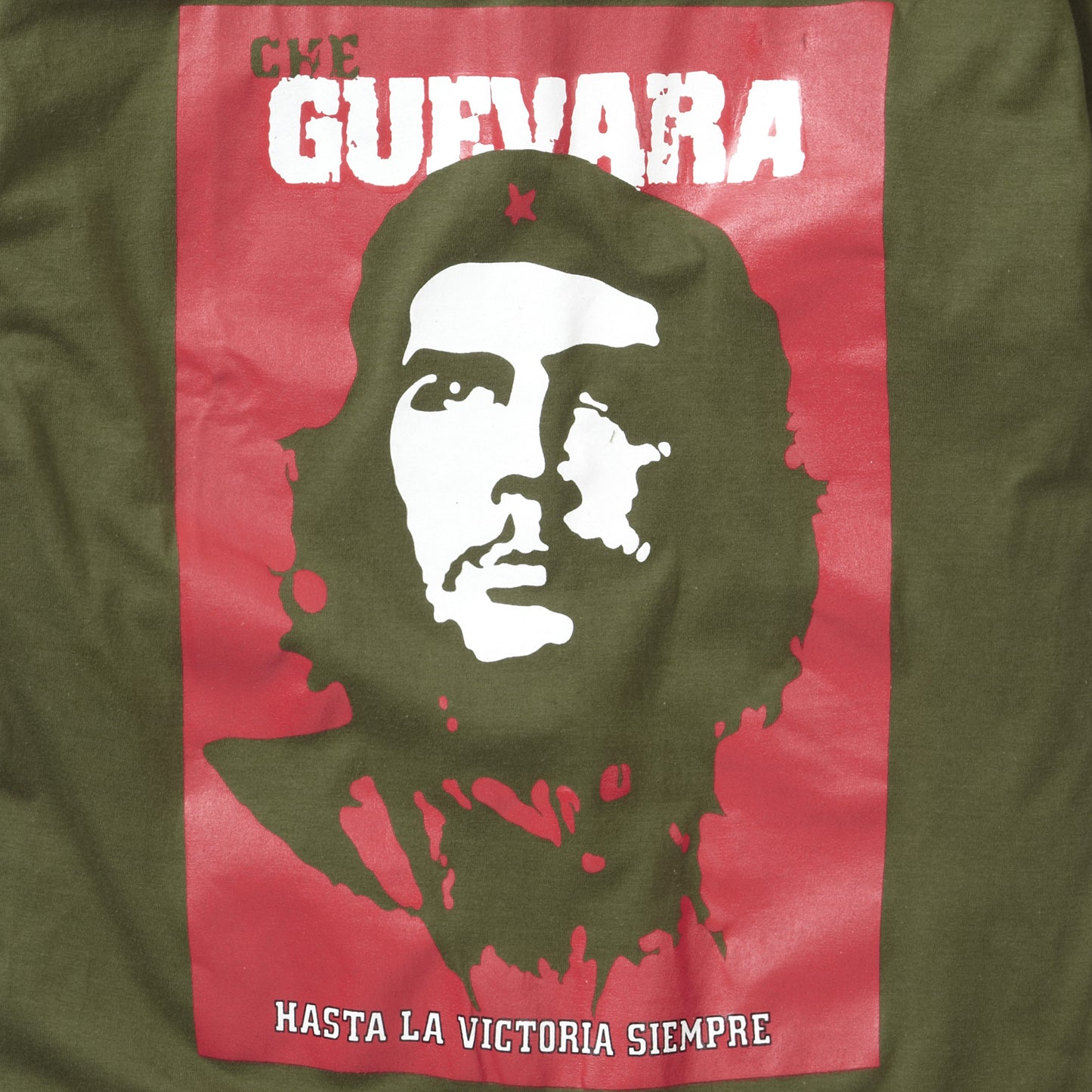 Combat T-Shirt Deluxe Che Guevara Printed Cotton Short Sleeve Top Olive