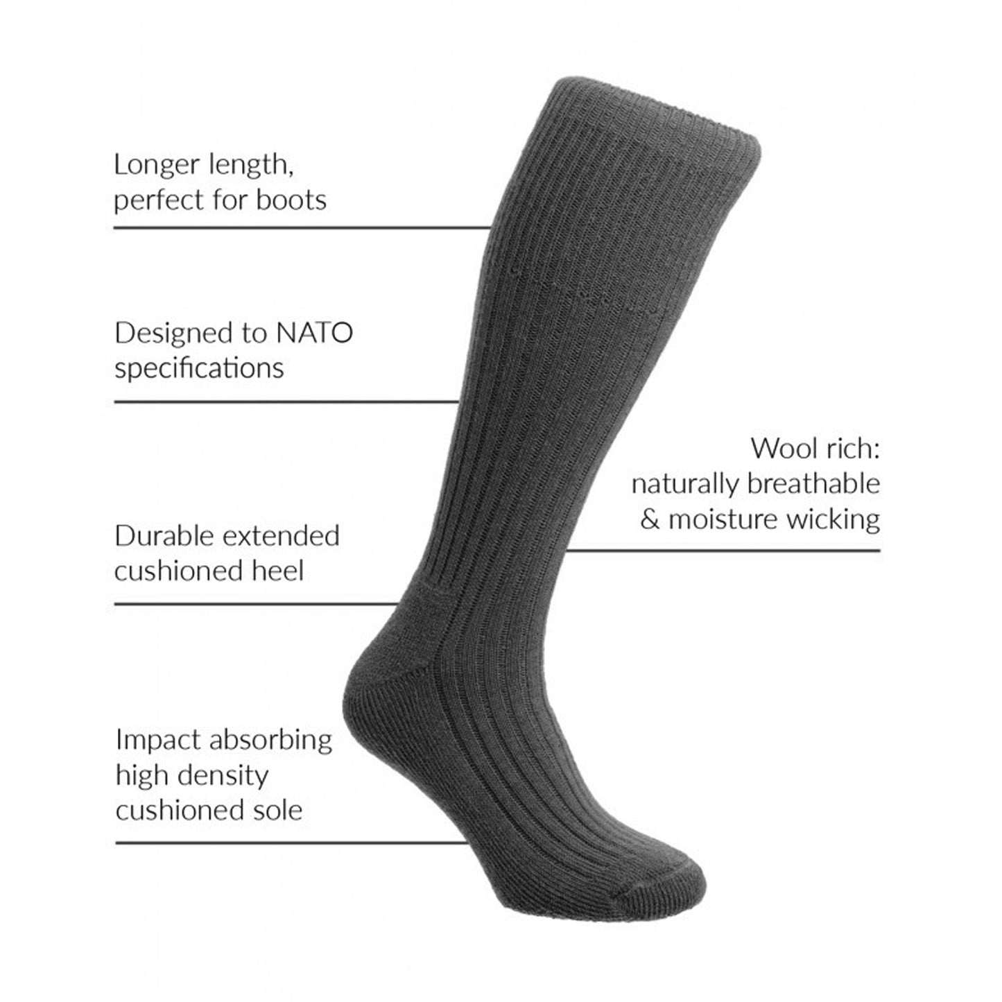 Army Socks Military Cadet Commando Combat Gear Black