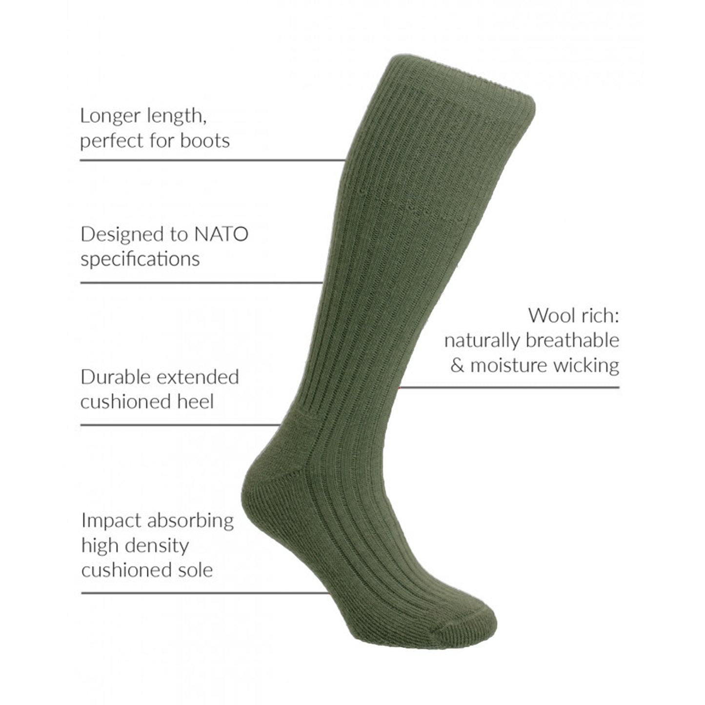 Army Socks Military Cadet Commando Combat Gear Olive