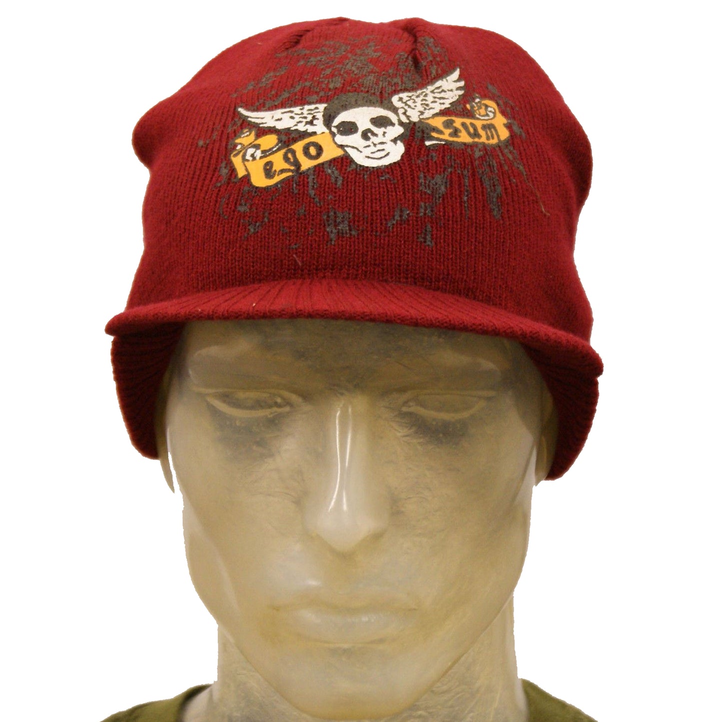 Winter Hat Printed Ego Wings Beanie Peaked Watch Cap Red