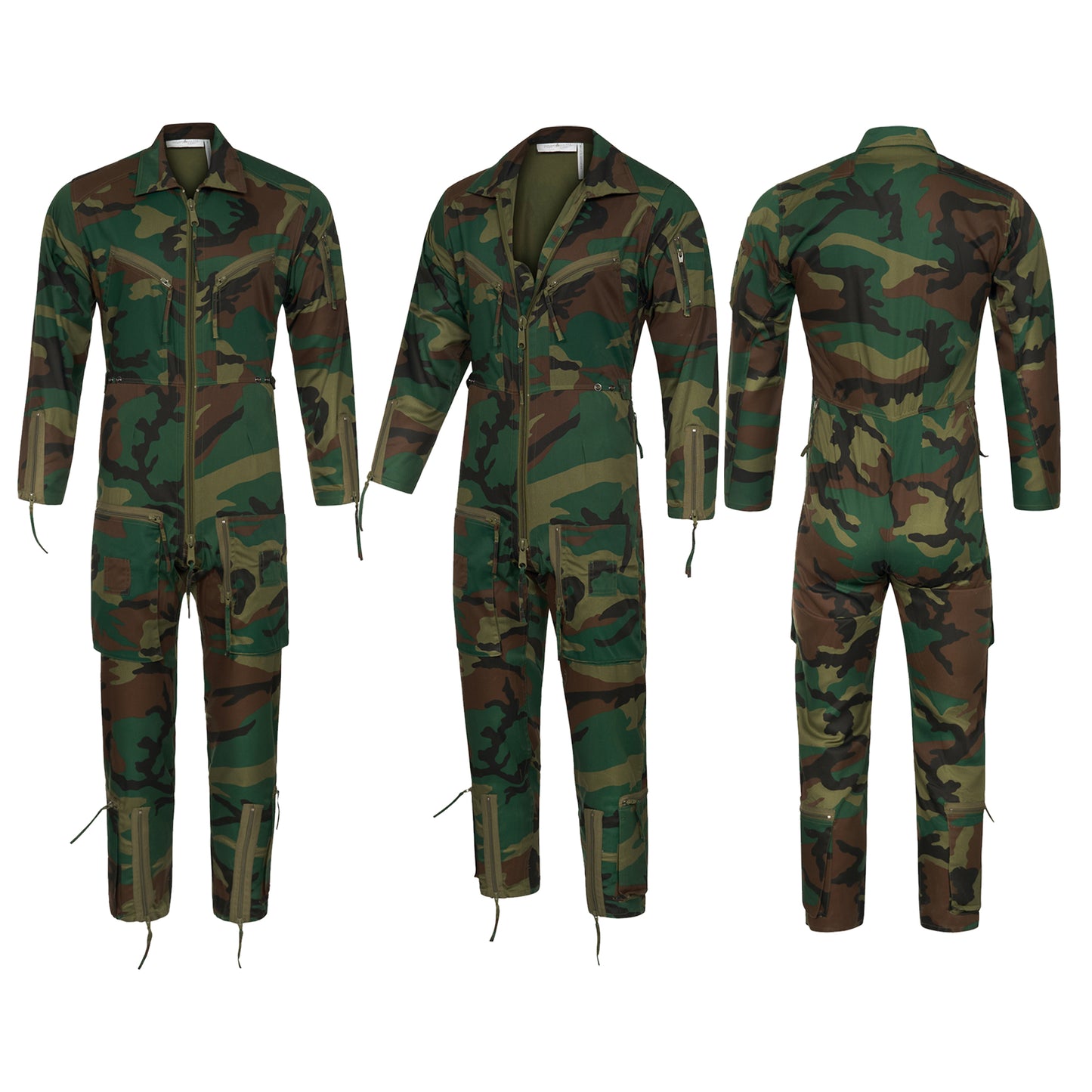 Flying Suit Flight Jumpsuit Military Style Coverall Woodland Camo