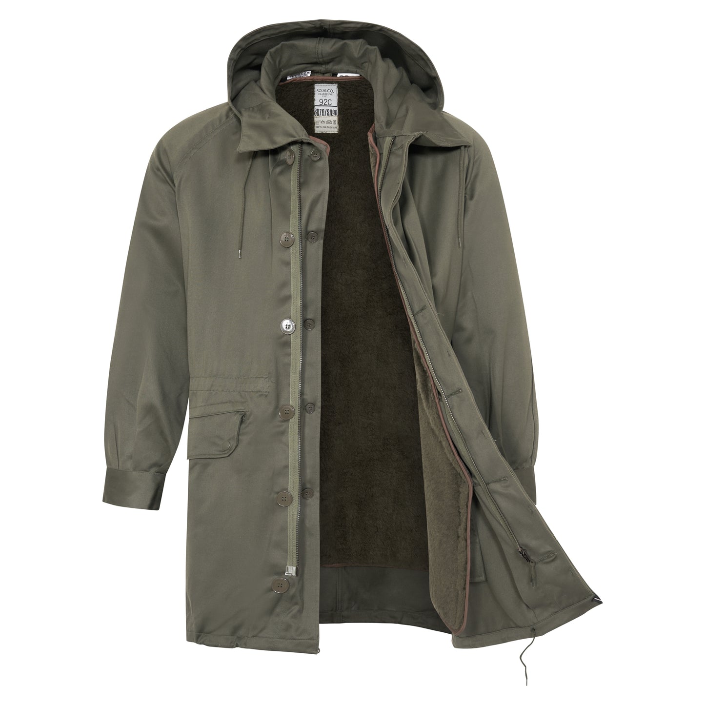 Army Parka Original French Military Coat with Liner Olive