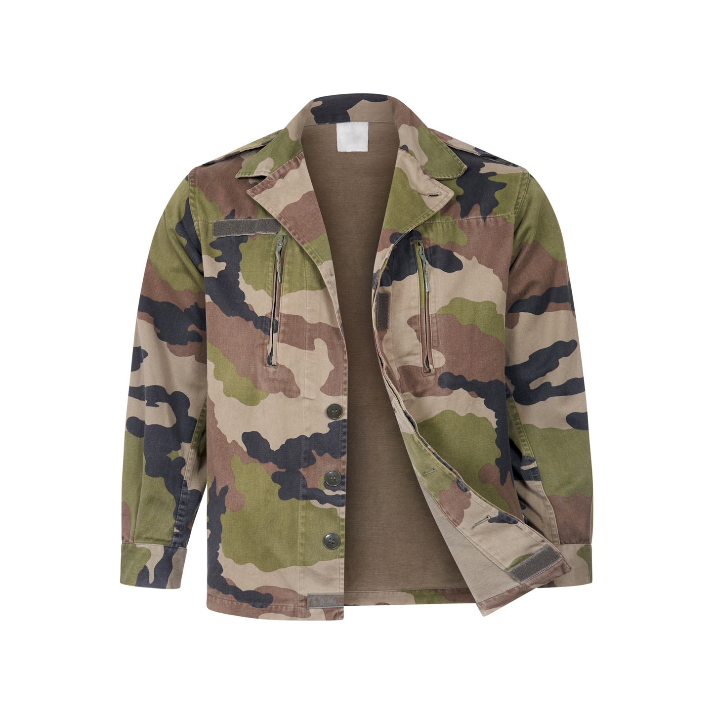 Original French Army F2 Jacket Military Shirt Vintage Surplus Light Coat Woodland Camo
