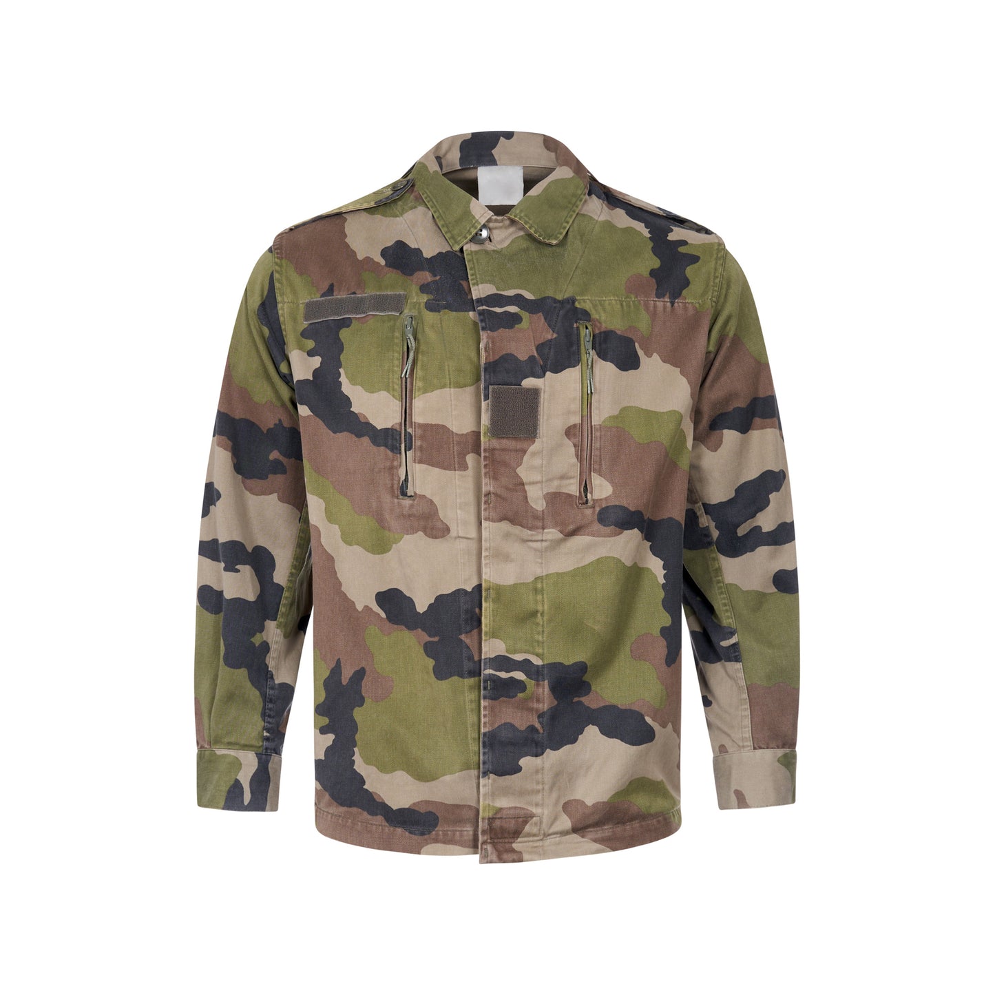 Original French Army F2 Jacket Military Shirt Vintage Surplus Light Coat Woodland Camo