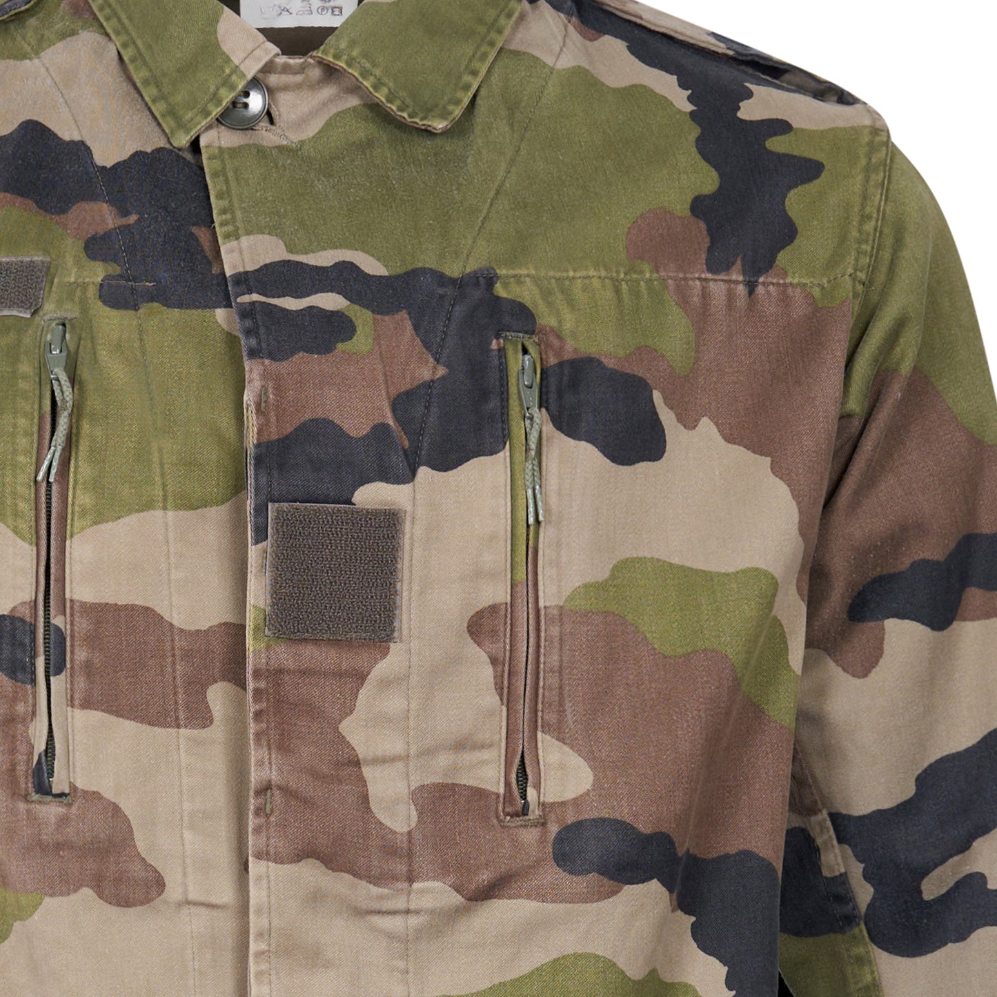 Original French Army F2 Jacket Military Shirt Vintage Surplus Light Coat Woodland Camo