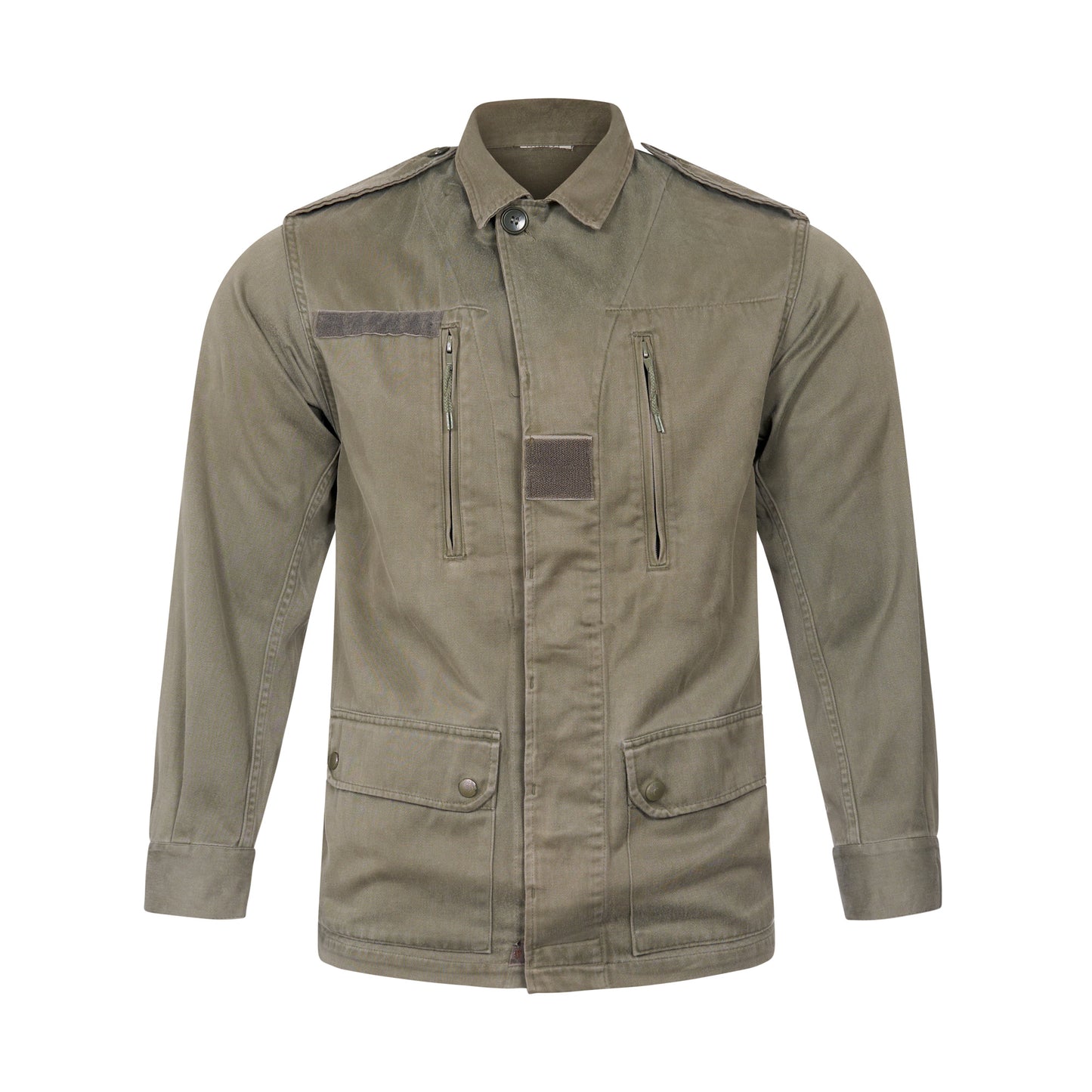 Original French Army F2 Jacket Military Shirt Vintage Surplus Light Coat Olive