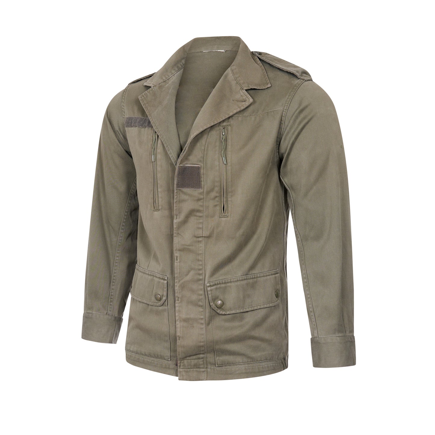 Original French Army F2 Jacket Military Shirt Vintage Surplus Light Coat Olive