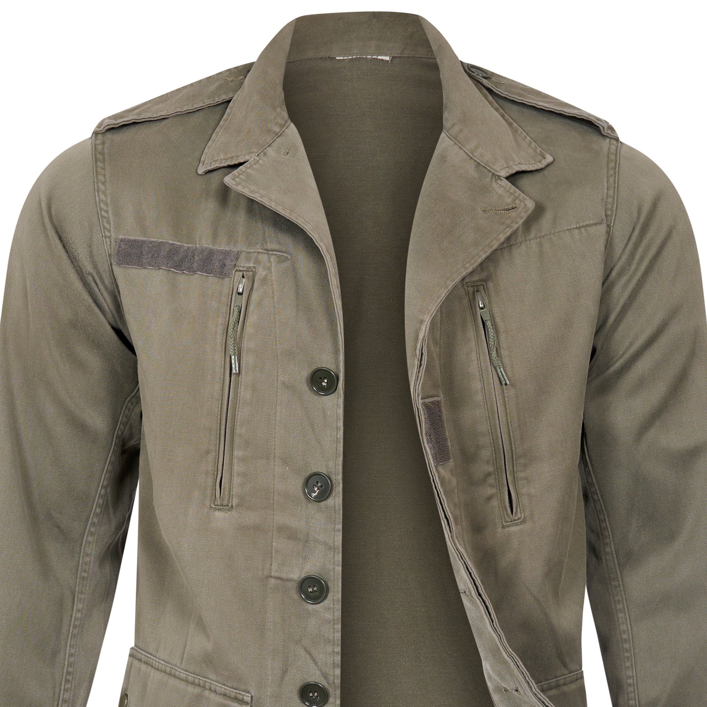 Original French Army F2 Jacket Military Shirt Vintage Surplus Light Coat Olive