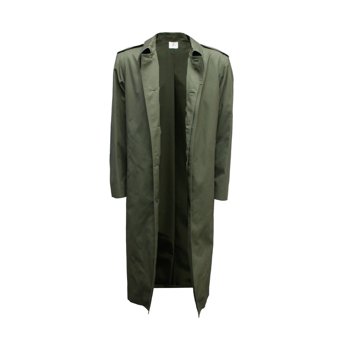 French Army Long Trench Coat Vintage Jacket Olive