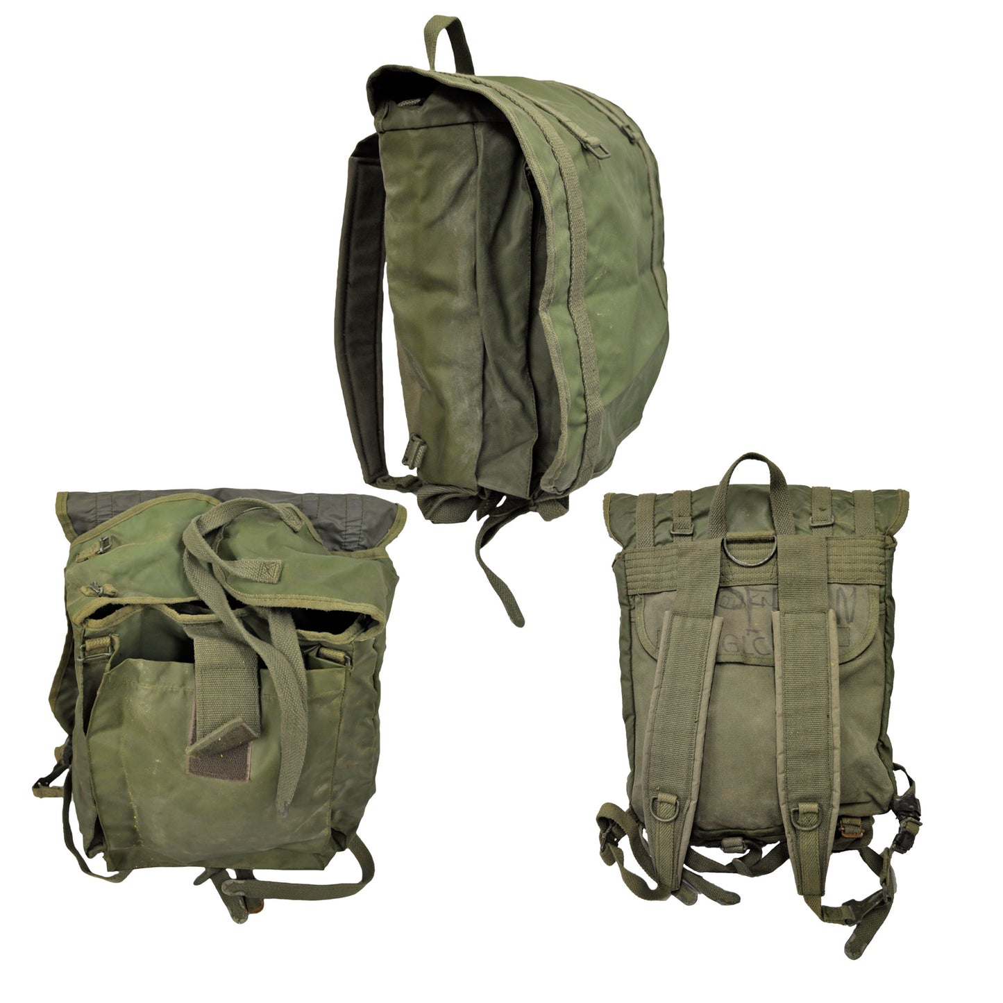 Army Rucksack Original French Military Vintage Surplus Backpack Olive Small