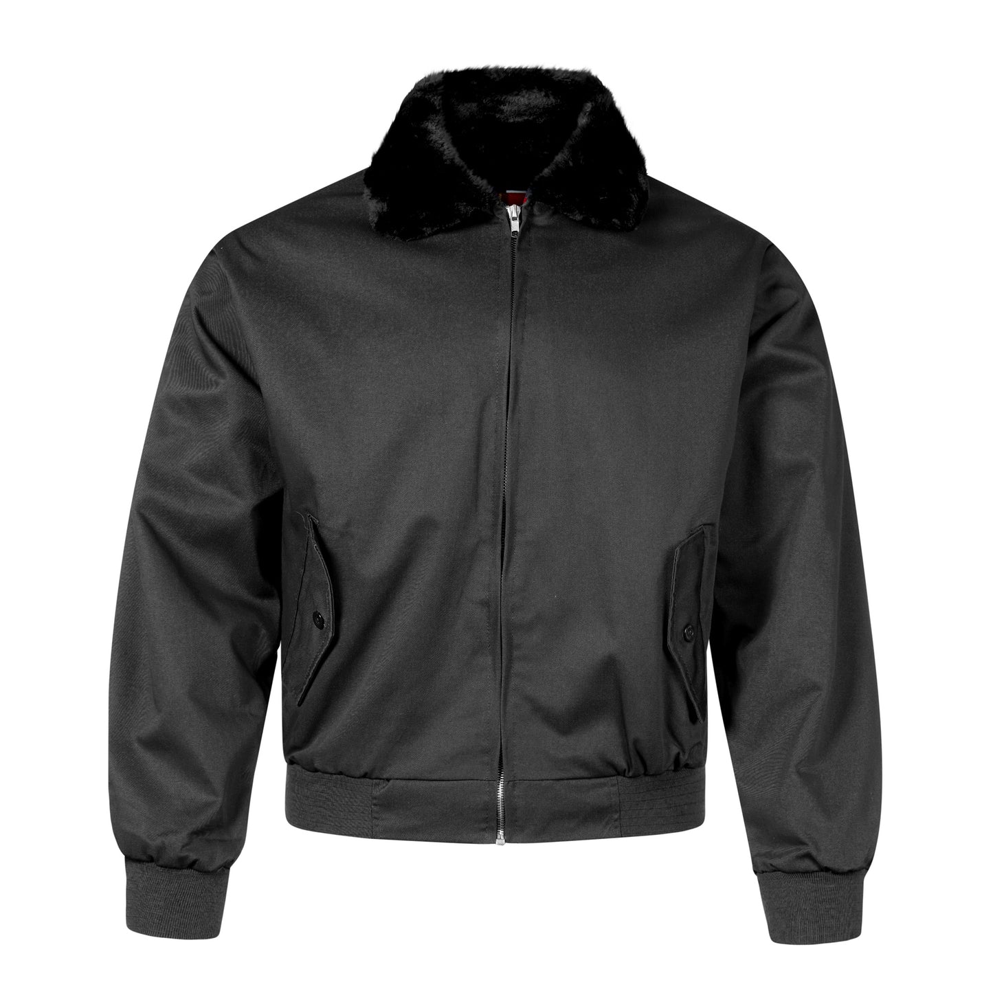 Harrington Jacket Classic English Fashion Bomber Fur Collar Black