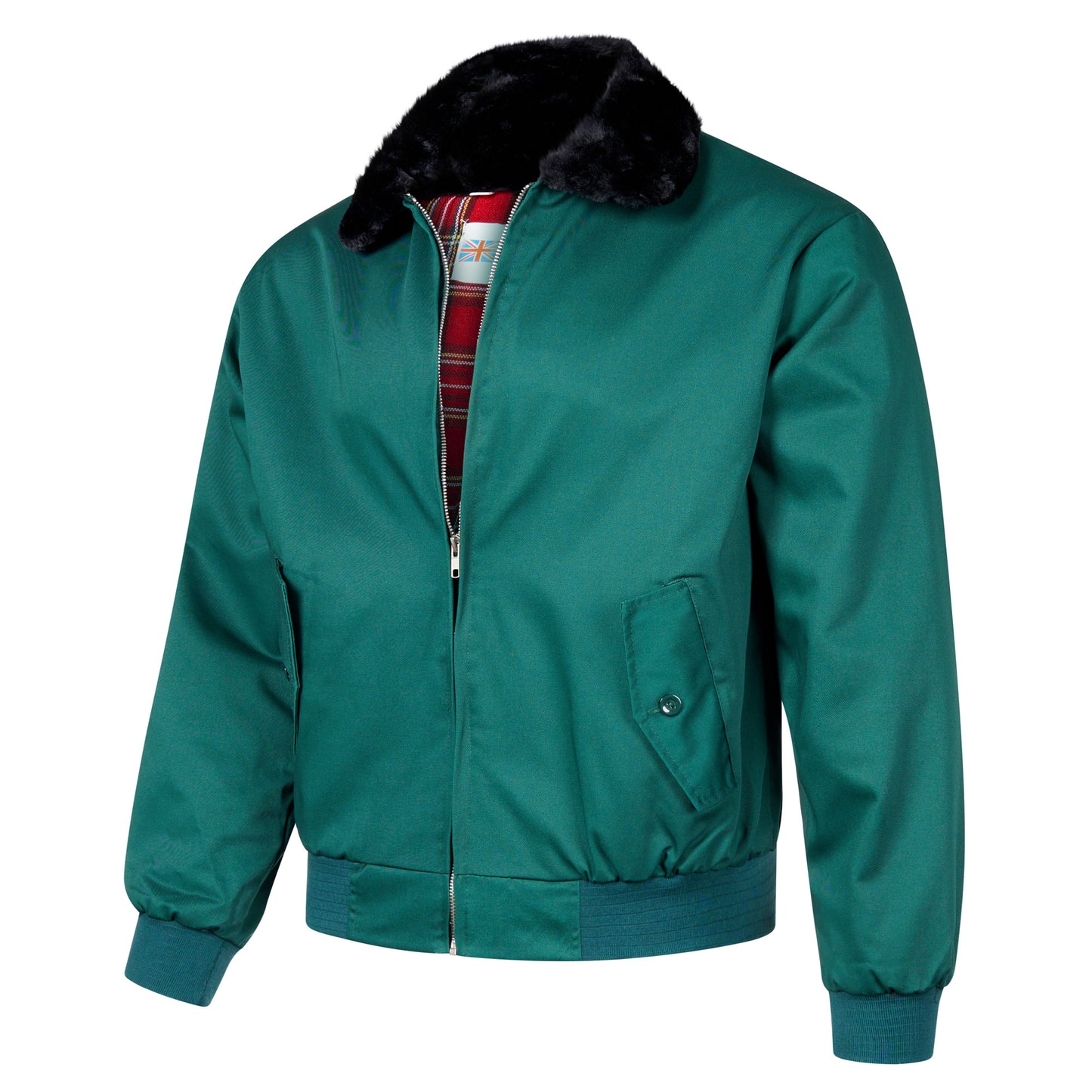 Harrington Bomber Jacket Fur Collar Green