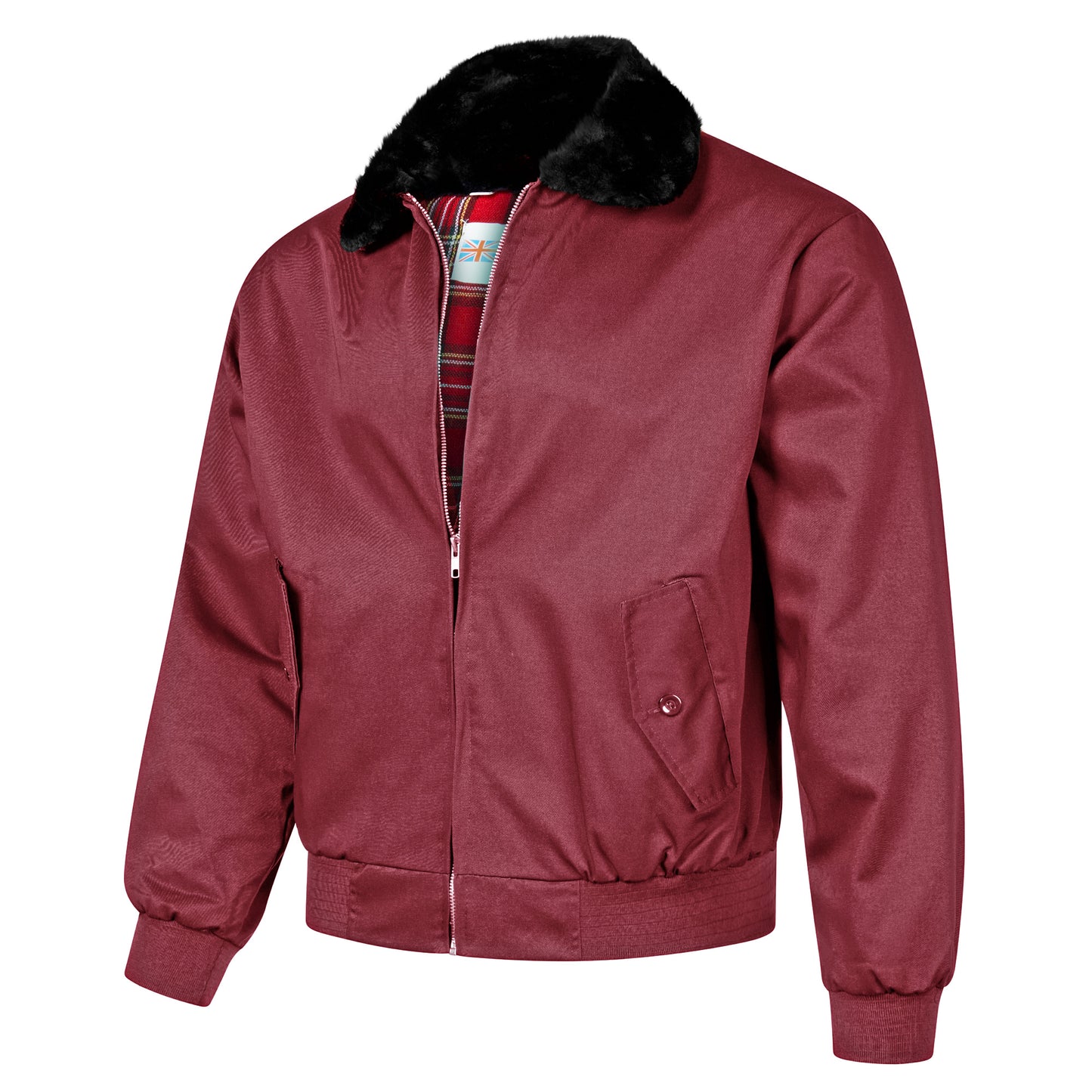 Harrington Bomber Jacket Fur Collar Maroon