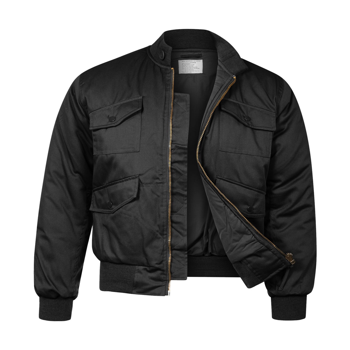 Flight Jacket Padded Helicopter Pilot Bomber Black