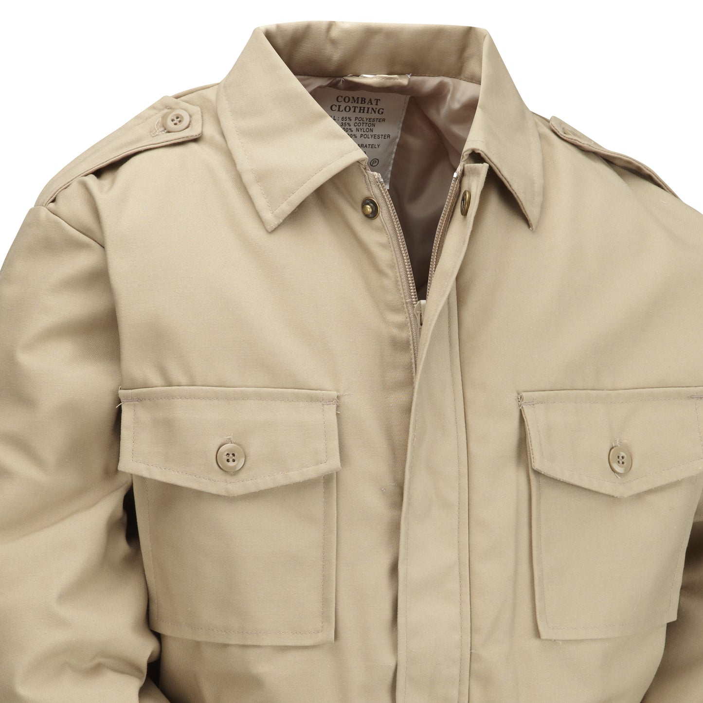 Kids Army Jacket Multi Pocket Combat Coat Beige