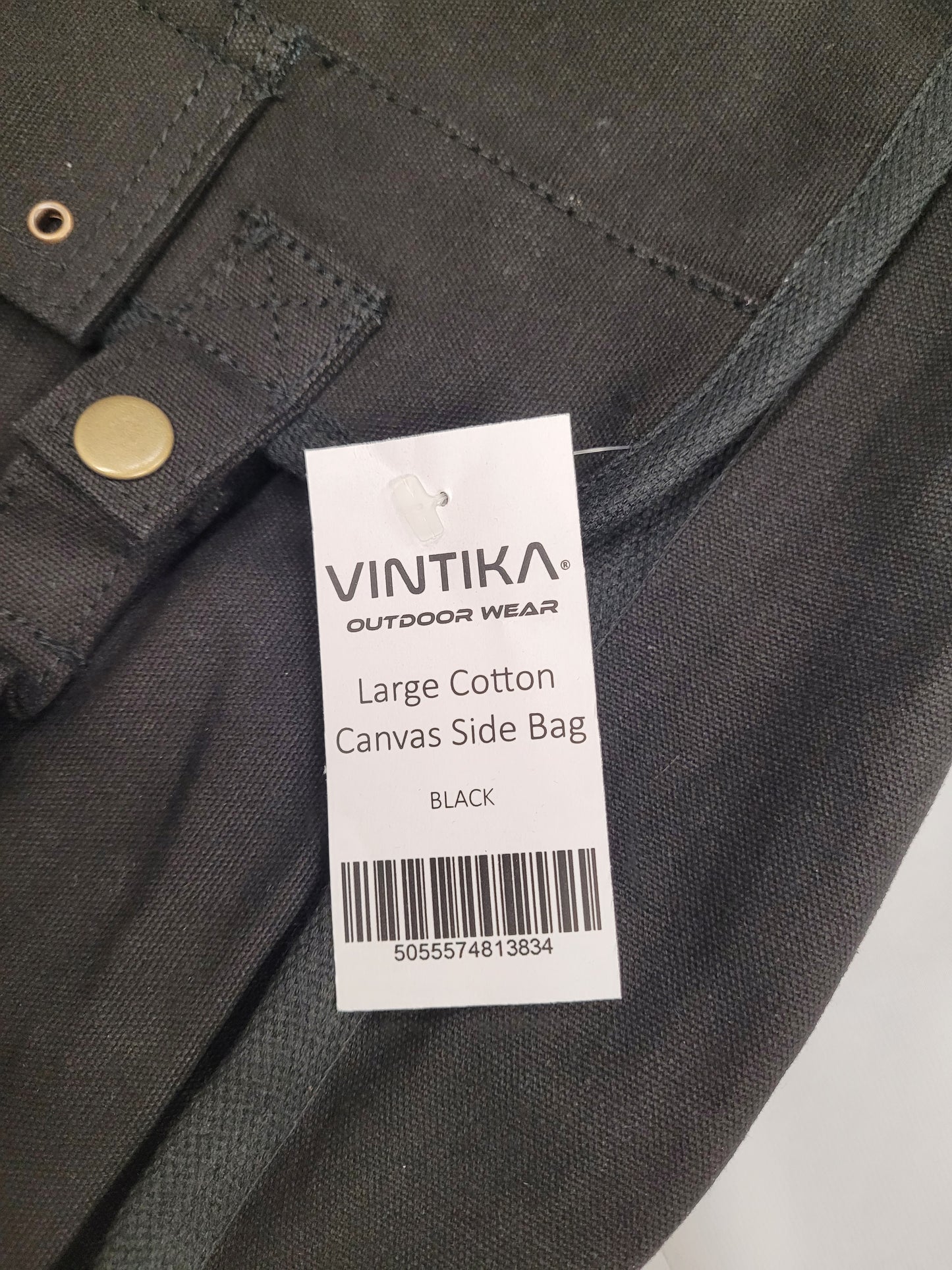 Large Cotton Canvas Side Bag Black