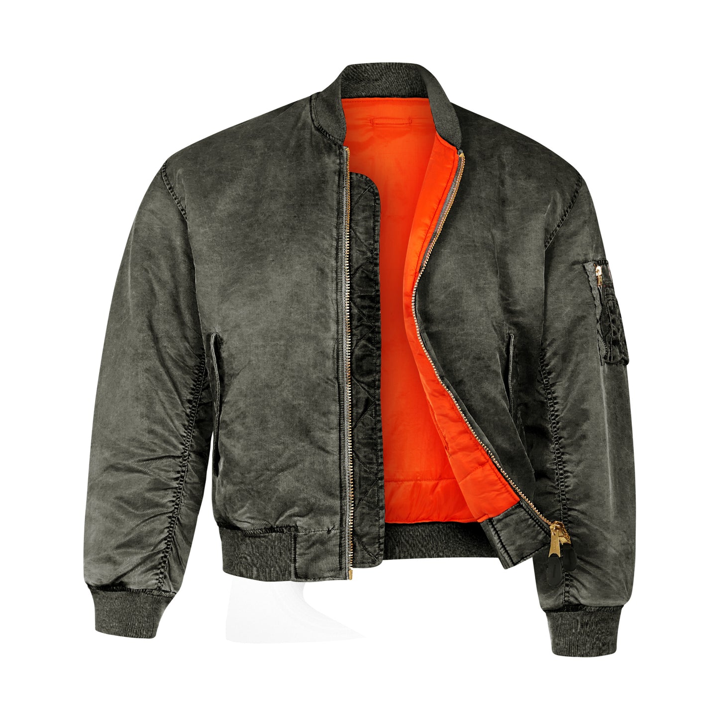 Bomber Jacket MA1 Padded Flight Coat Stonewashed Vintage Black