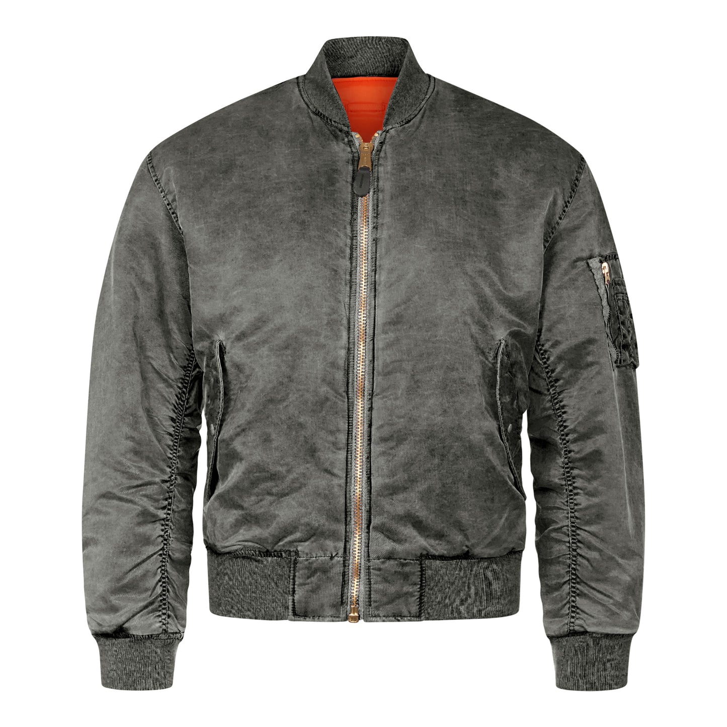 Bomber Jacket MA1 Padded Flight Coat Stonewashed Vintage Black