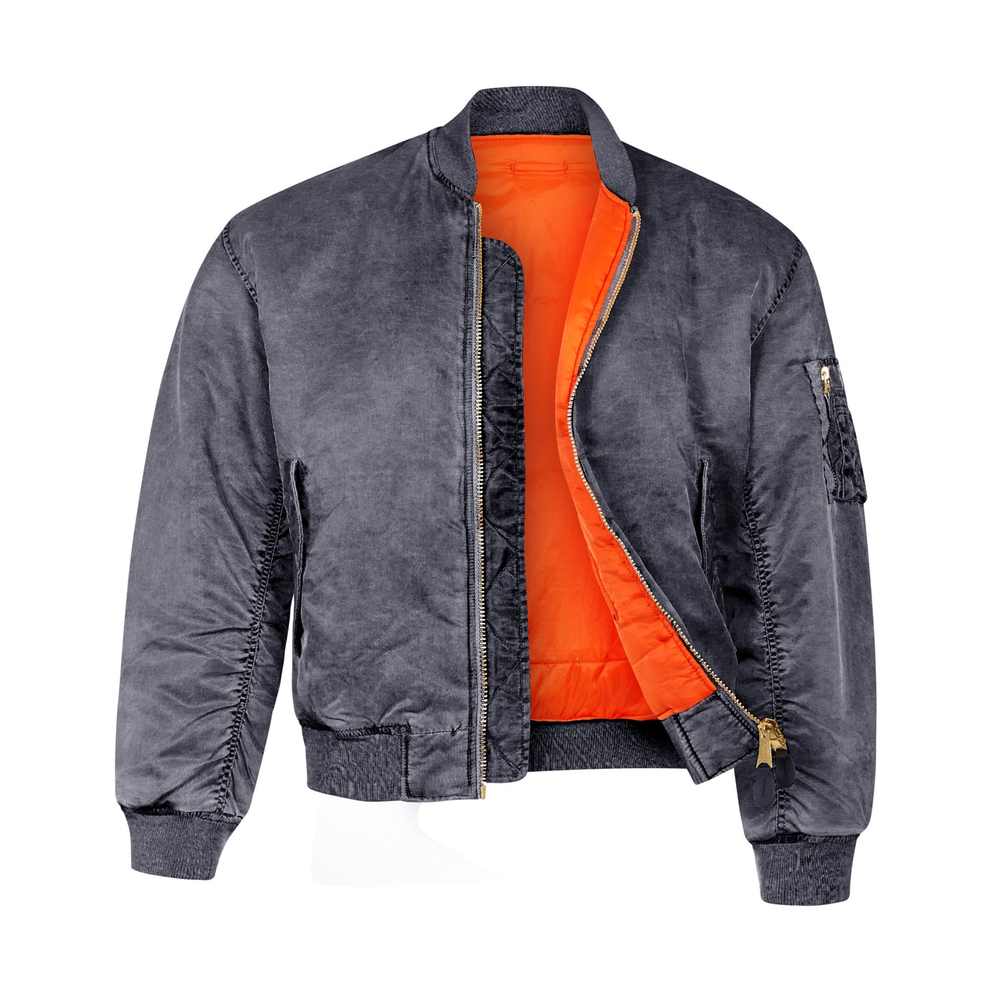Bomber Jacket MA1 Padded Flight Coat Stonewashed Vintage Navy