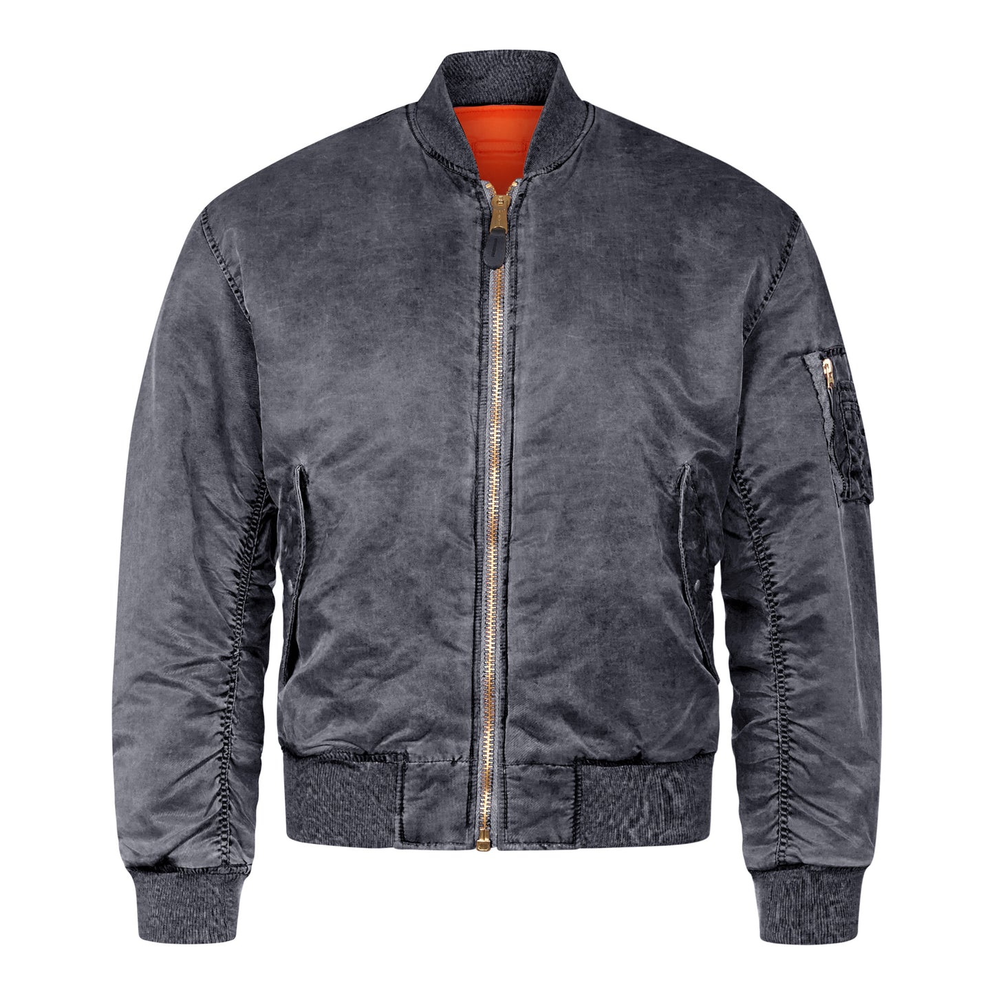 Bomber Jacket MA1 Padded Flight Coat Stonewashed Vintage Navy
