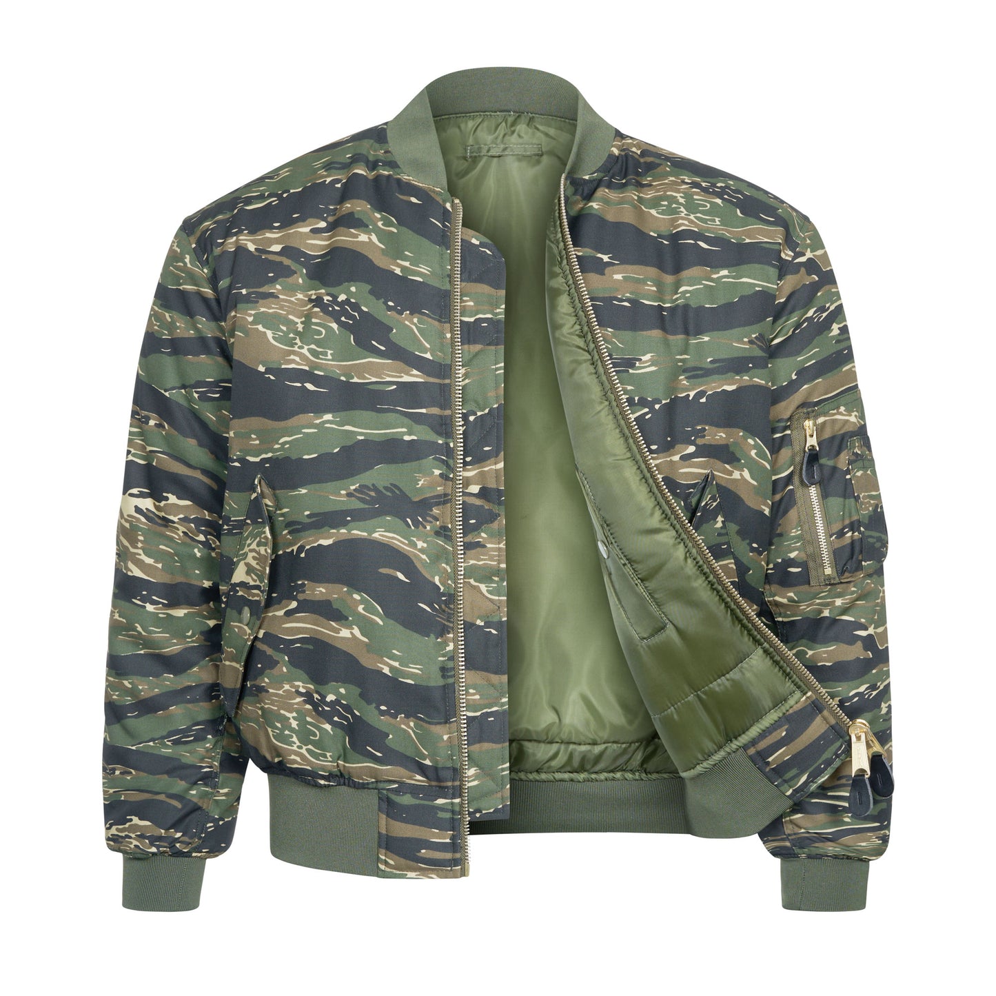 Bomber Jacket Padded MA1 Flight Coat Tiger Camo