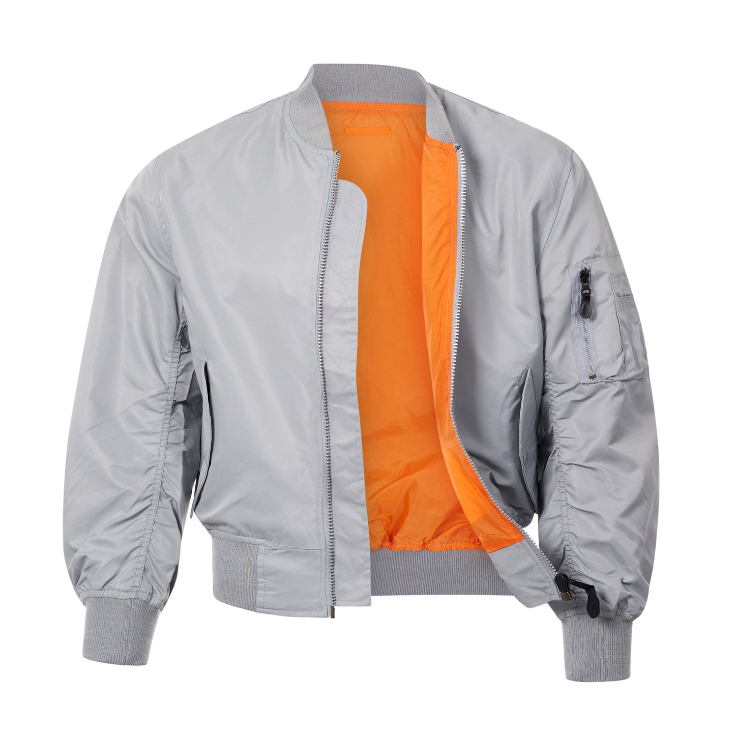 Bomber Jacket MA1 Unpadded Lightweight Flight Coat Silver