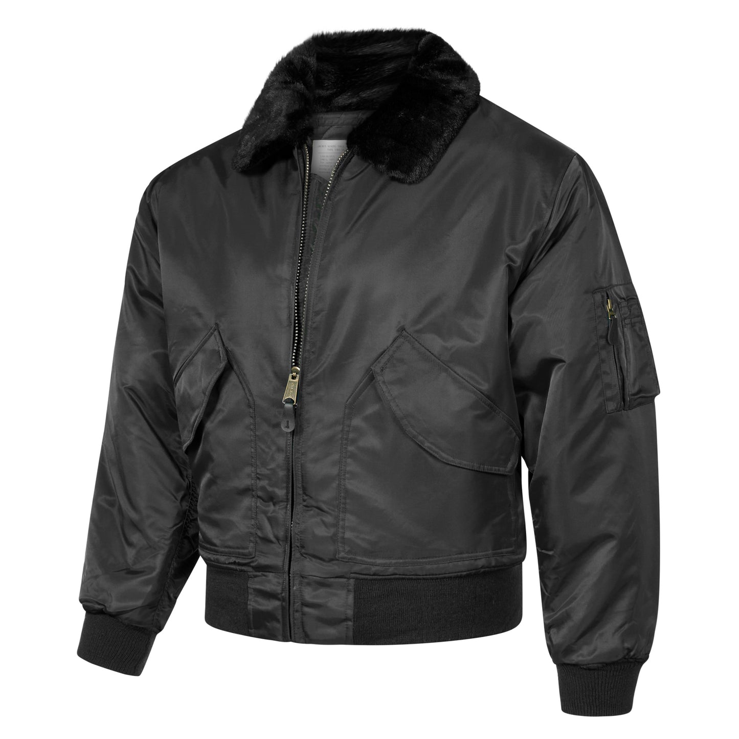 Bomber Jacket Flight Padded Coat with Fur Collar Cobles MA2 CWU Black