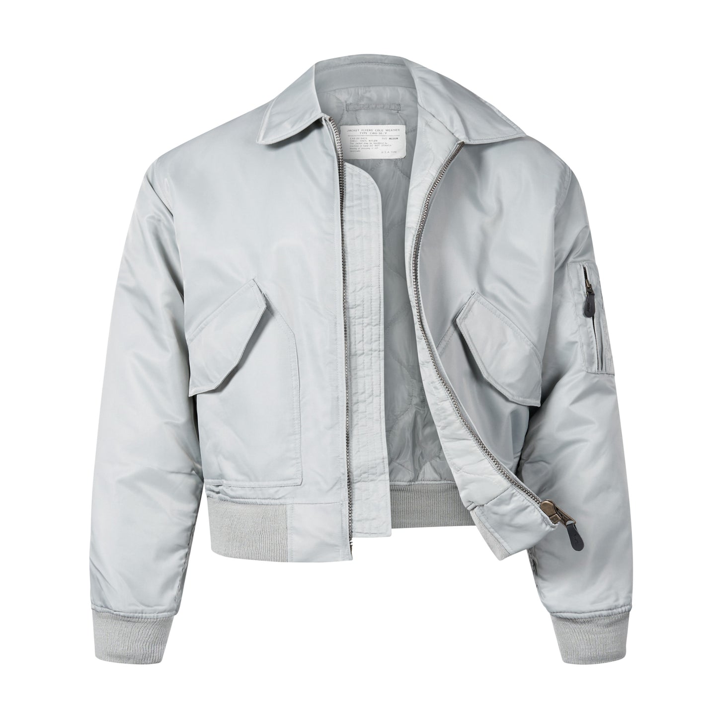 Bomber Jacket Flight Padded Coat MA2 CWU Silver