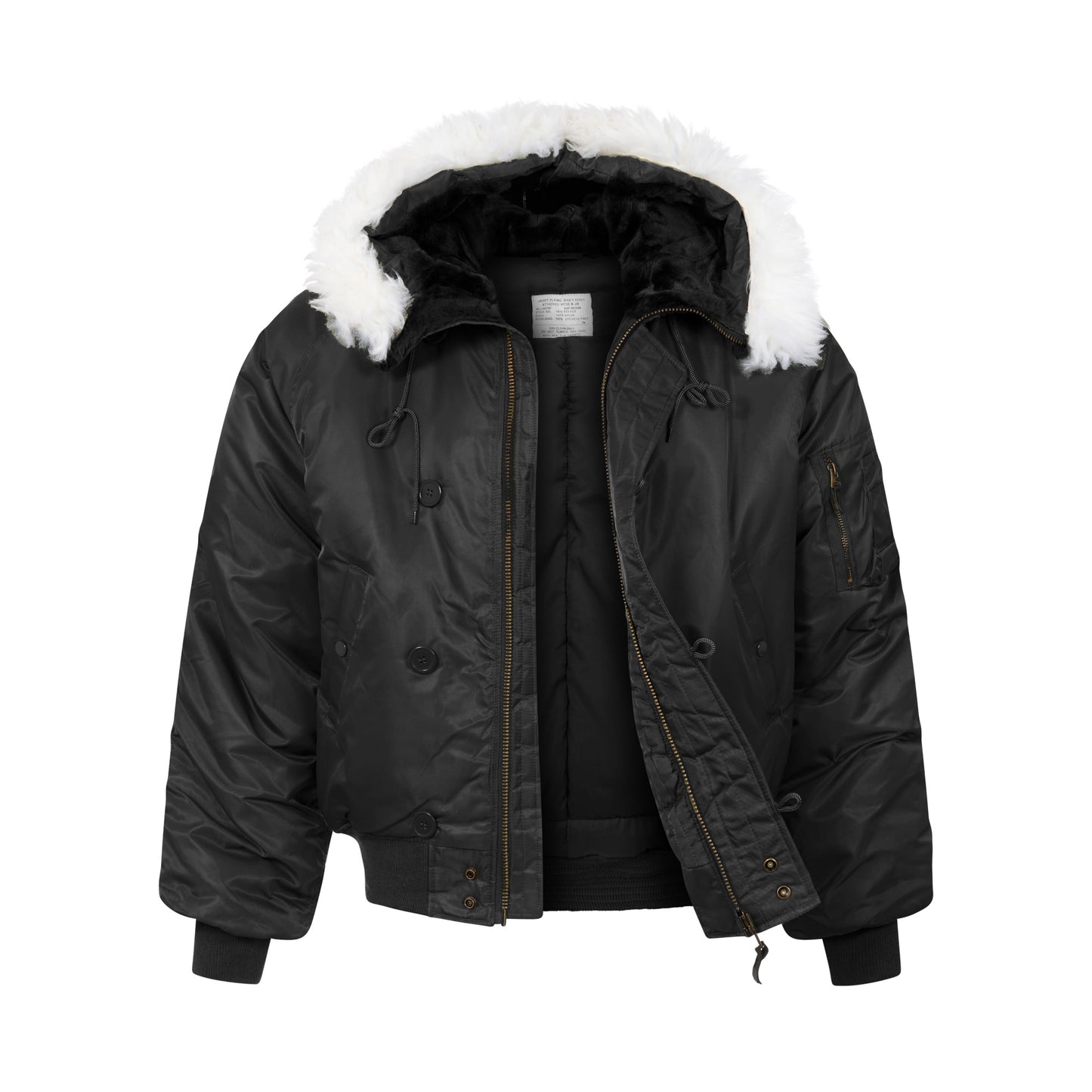 N-2B Parka Flight Short Hooded Bomber Jacket Black