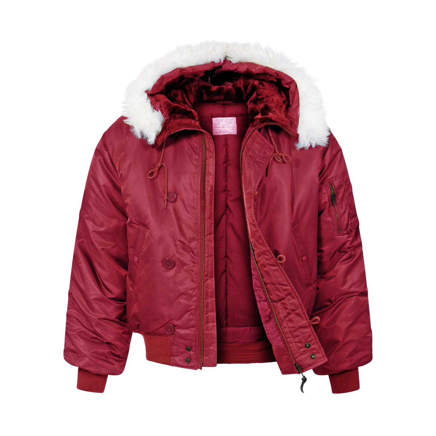 N-2B Parka Flight Short Hooded Bomber Jacket Maroon