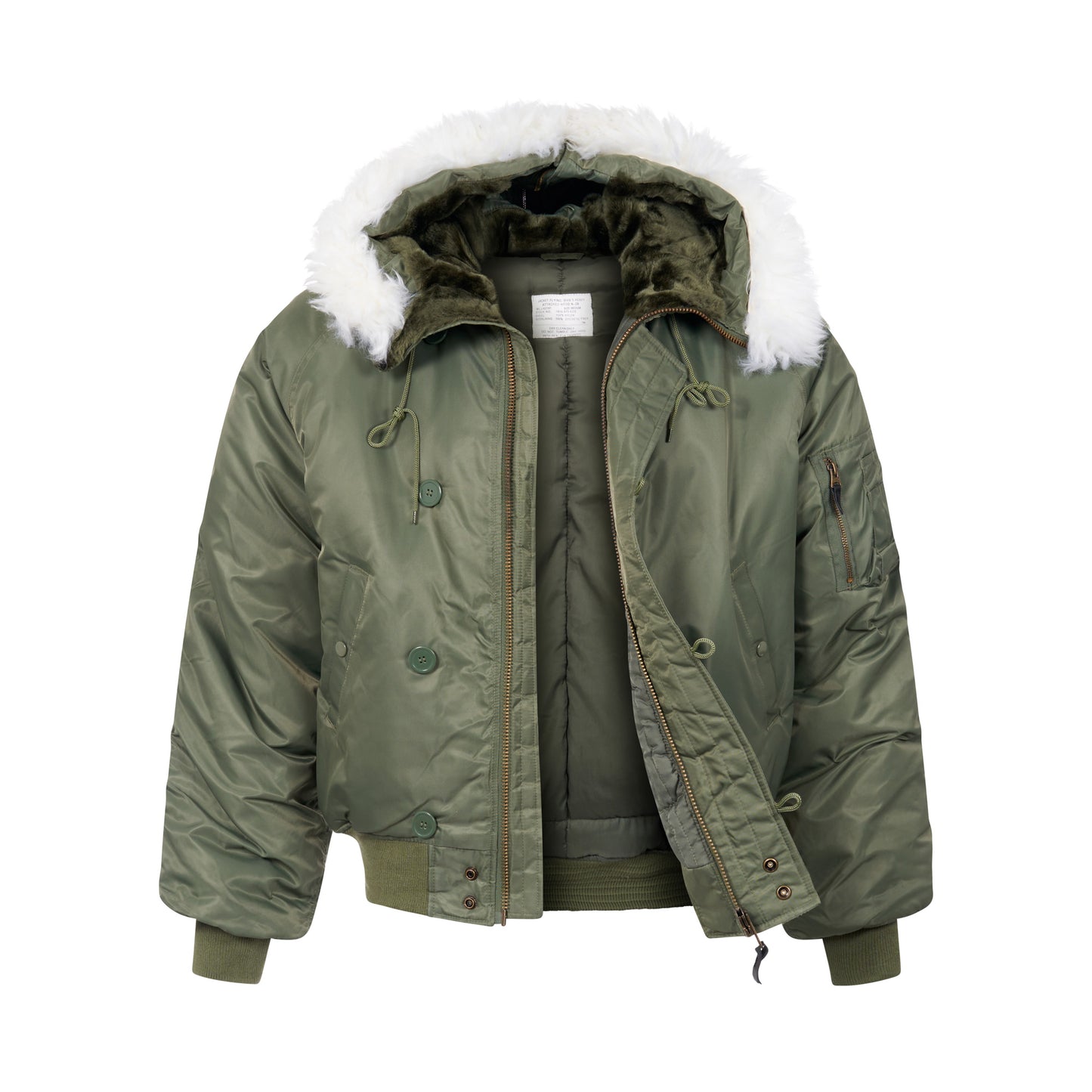 N-2B Parka Flight Short Hooded Bomber Jacket Olive