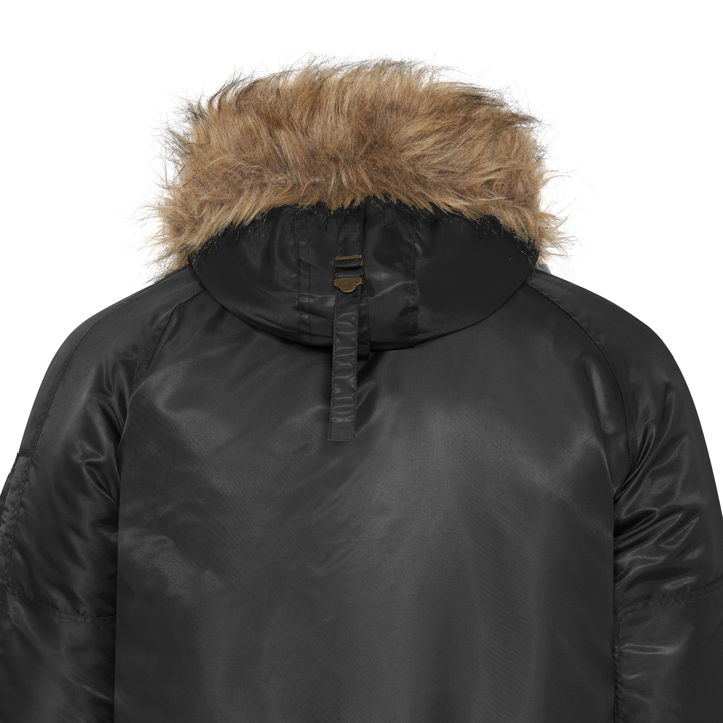 N-3B Parka Hooded Jacket Winter Padded Long Coat Black With Brown Fur