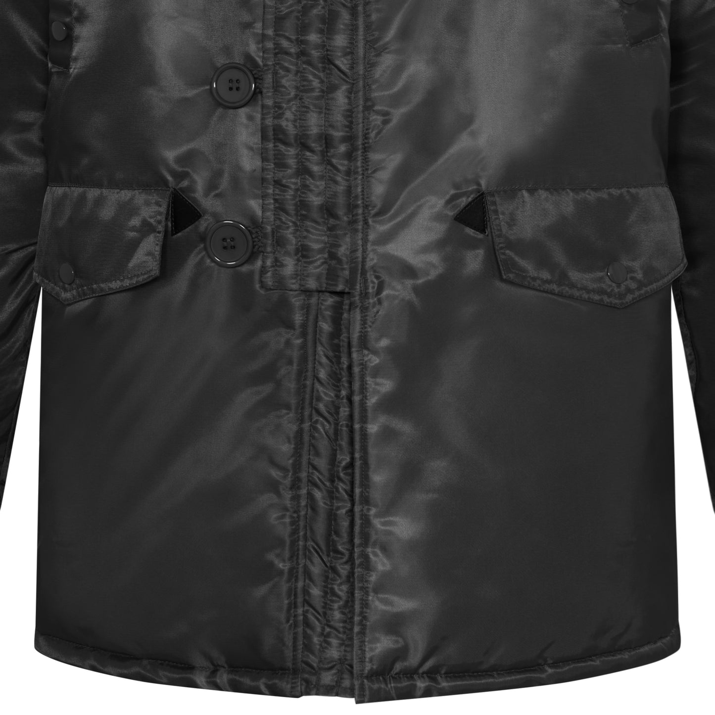 N-3B Parka Hooded Jacket Winter Padded Long Coat Black With Brown Fur