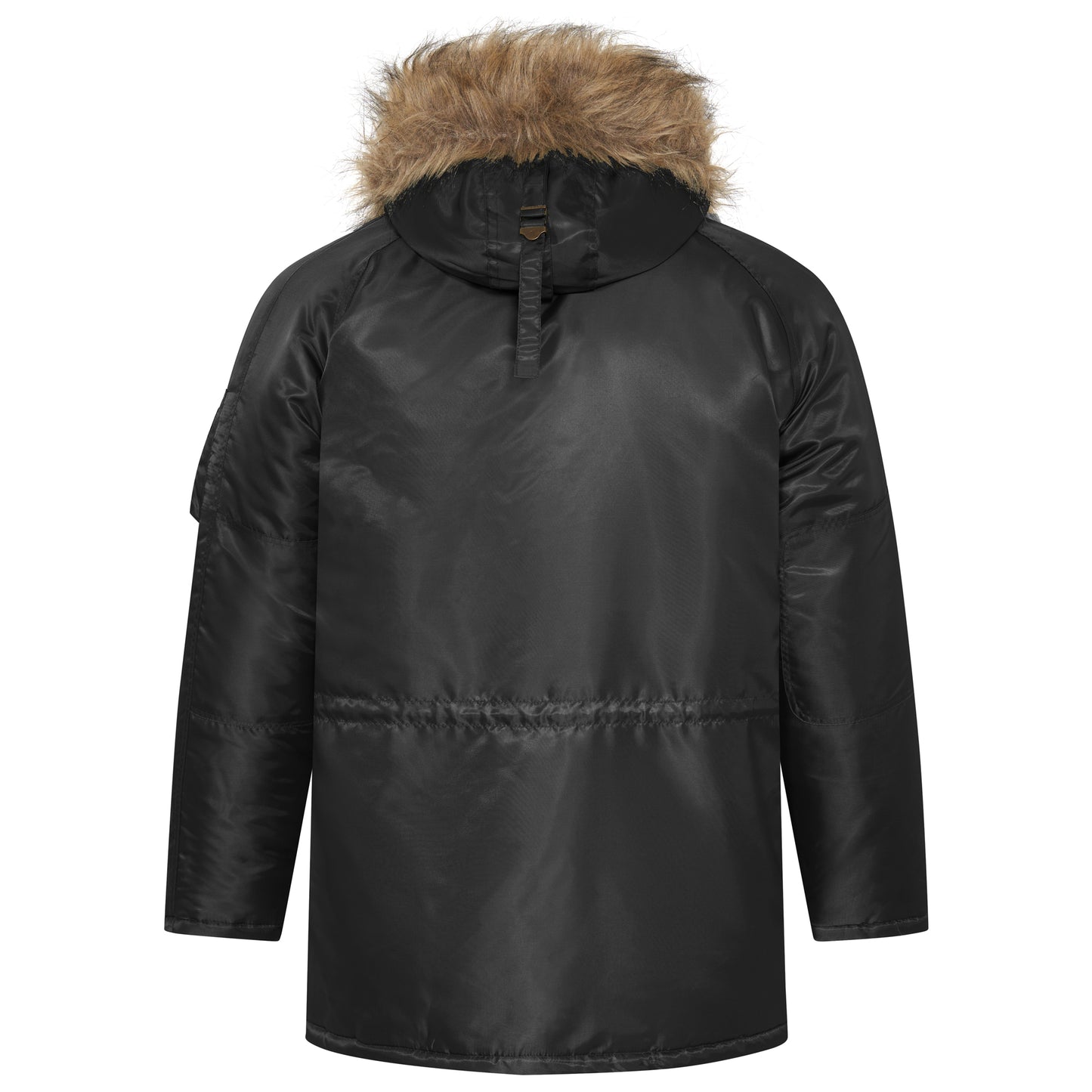 N-3B Parka Hooded Jacket Winter Padded Long Coat Black With Brown Fur