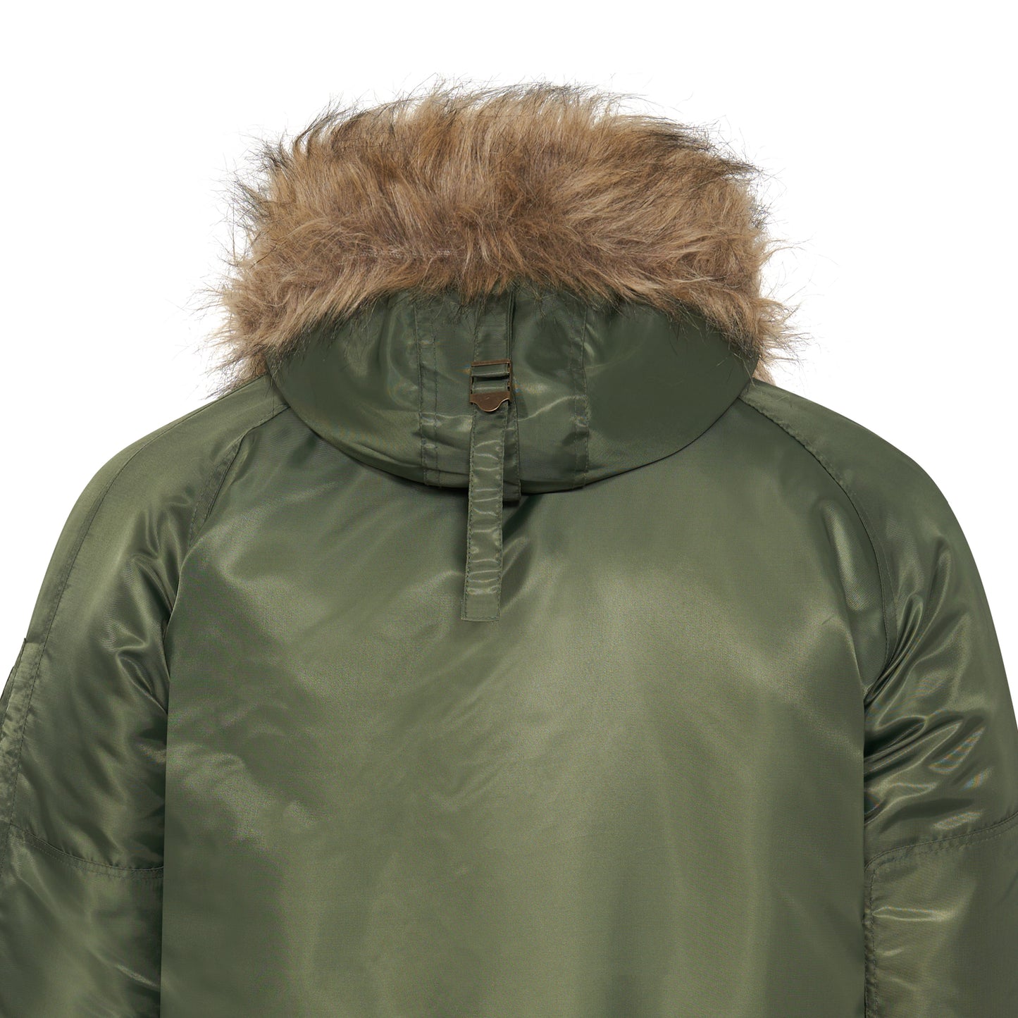 N-3B Parka Hooded Jacket Winter Padded Long Coat Olive With Brown Fur
