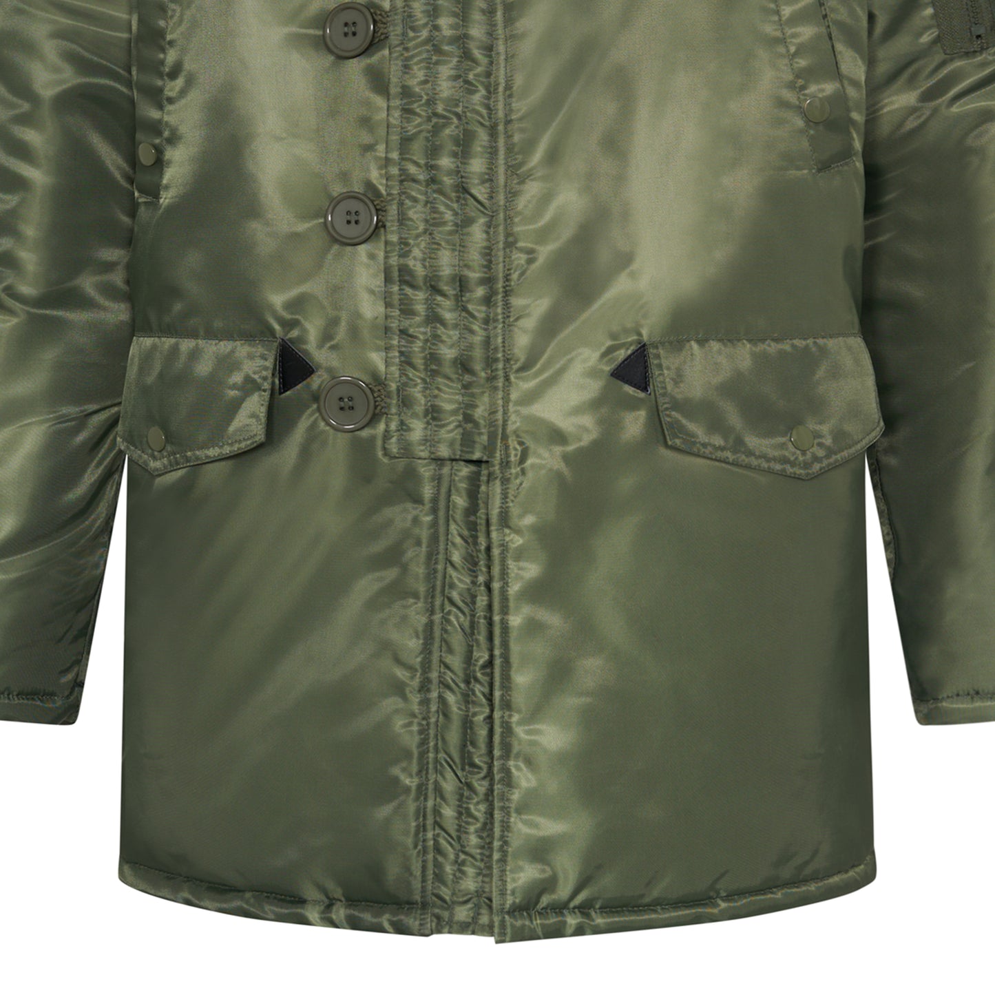 N-3B Parka Hooded Jacket Winter Padded Long Coat Olive With Brown Fur