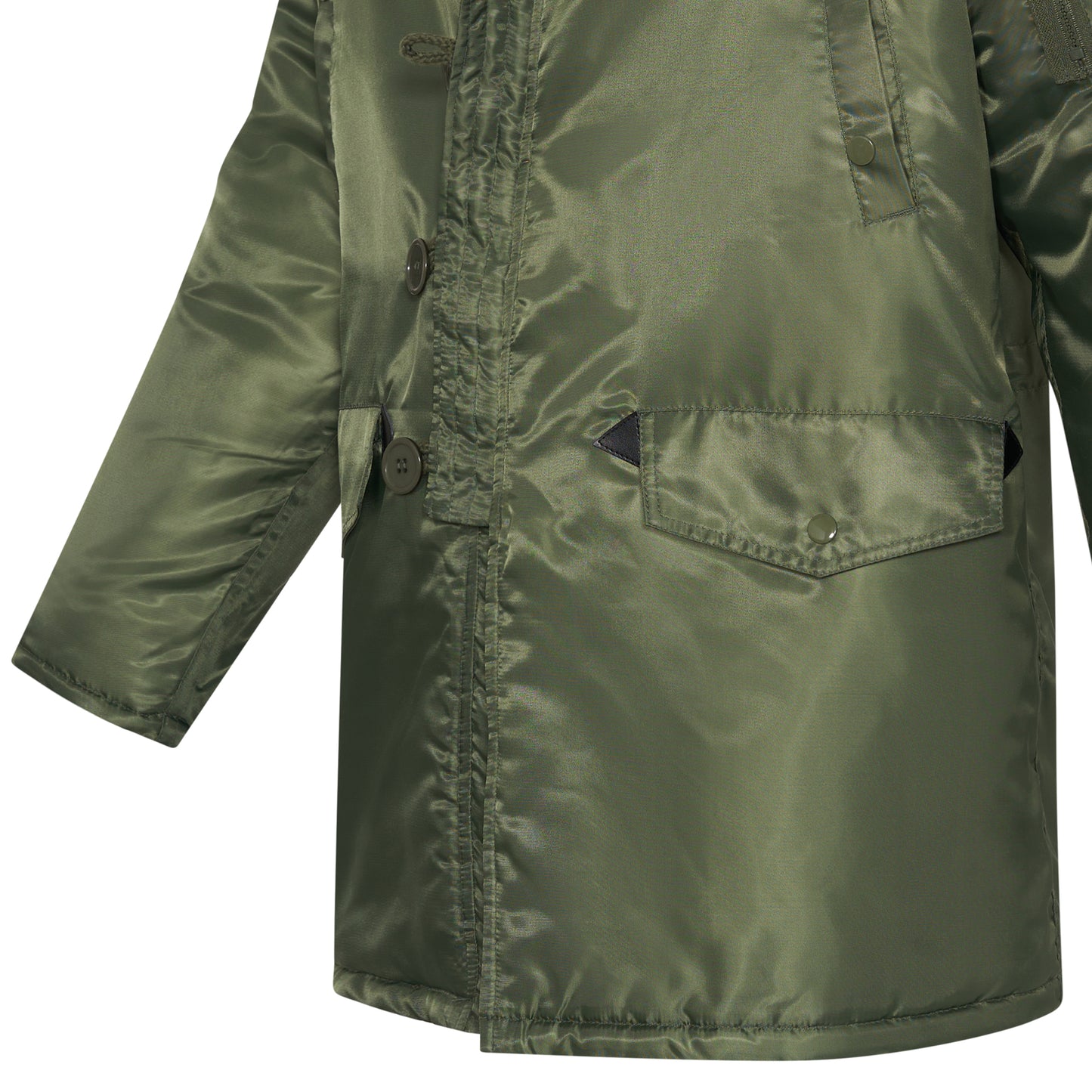 N-3B Parka Hooded Jacket Winter Padded Long Coat Olive With Brown Fur
