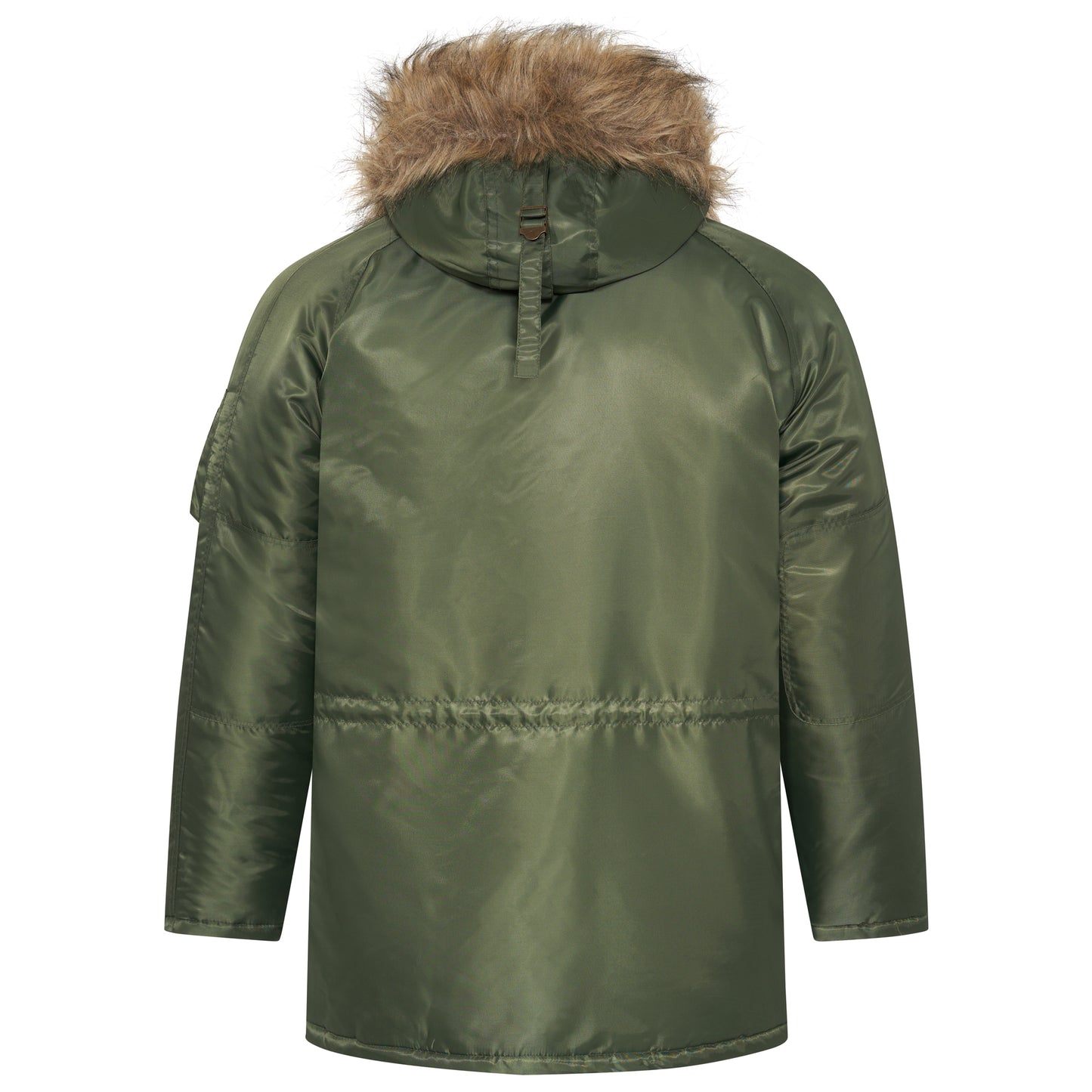 N-3B Parka Hooded Jacket Winter Padded Long Coat Olive With Brown Fur